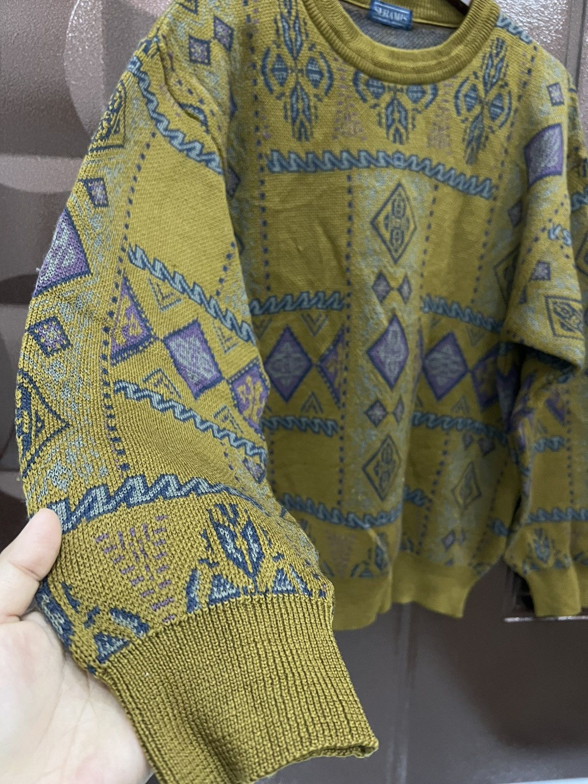 Japanese Brand SERAMIS Vintage AztecNordic Aran Isles Tribal Knit Sweater Size US L / EU 52-54 / 3 - 4 Thumbnail