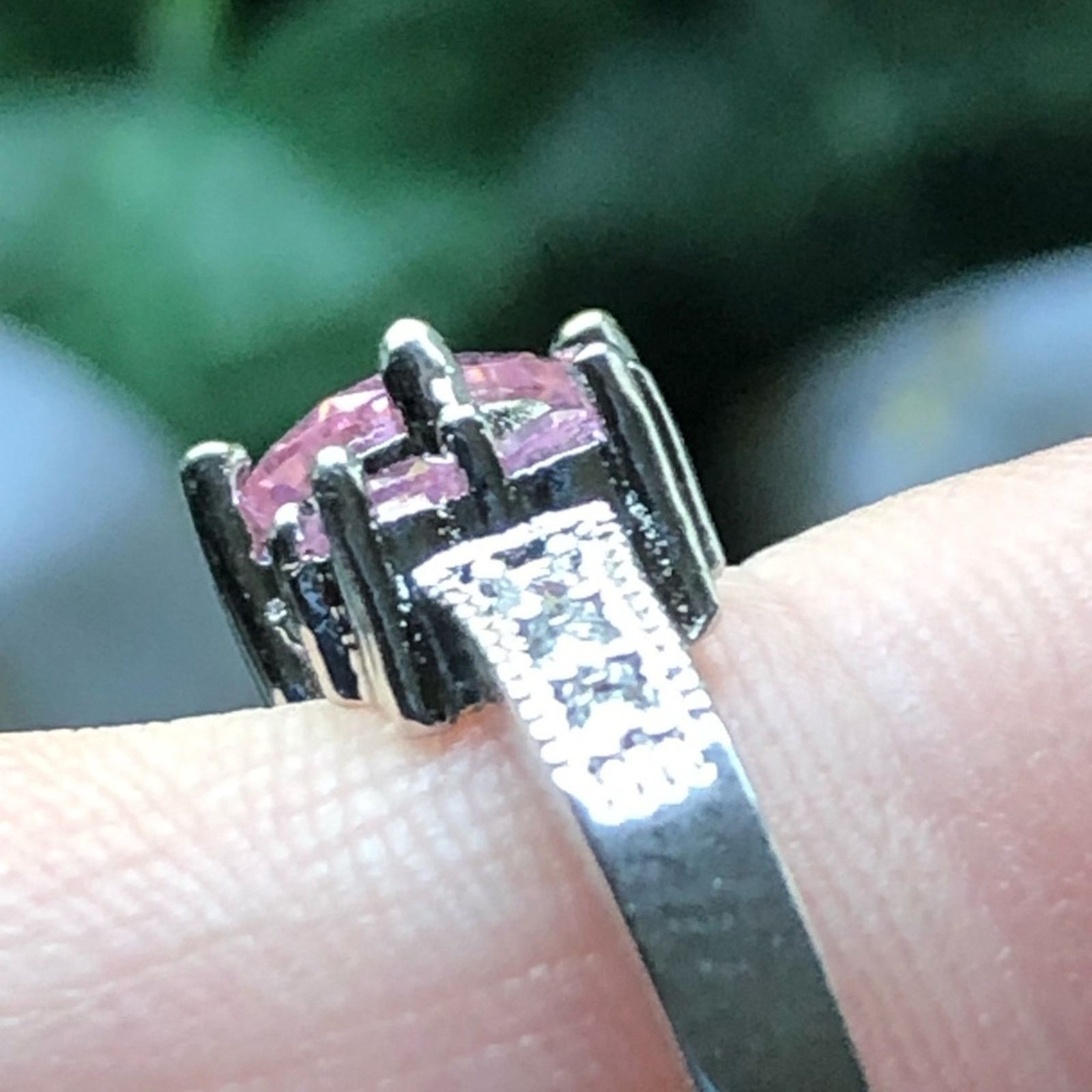 Jewelry Pink cubic zirconia 925 sterling silver band ring Size ONE SIZE - 4 Thumbnail