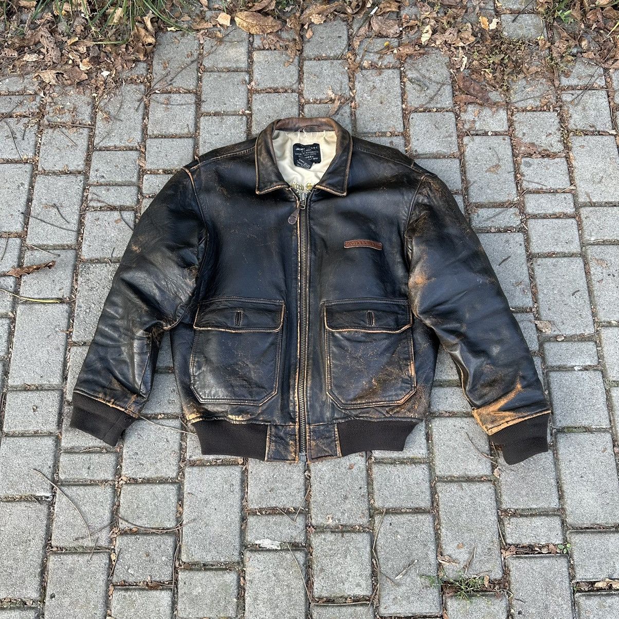 Vintage 80s Avirex Black Old Leather Type A-2 Flight Jacket