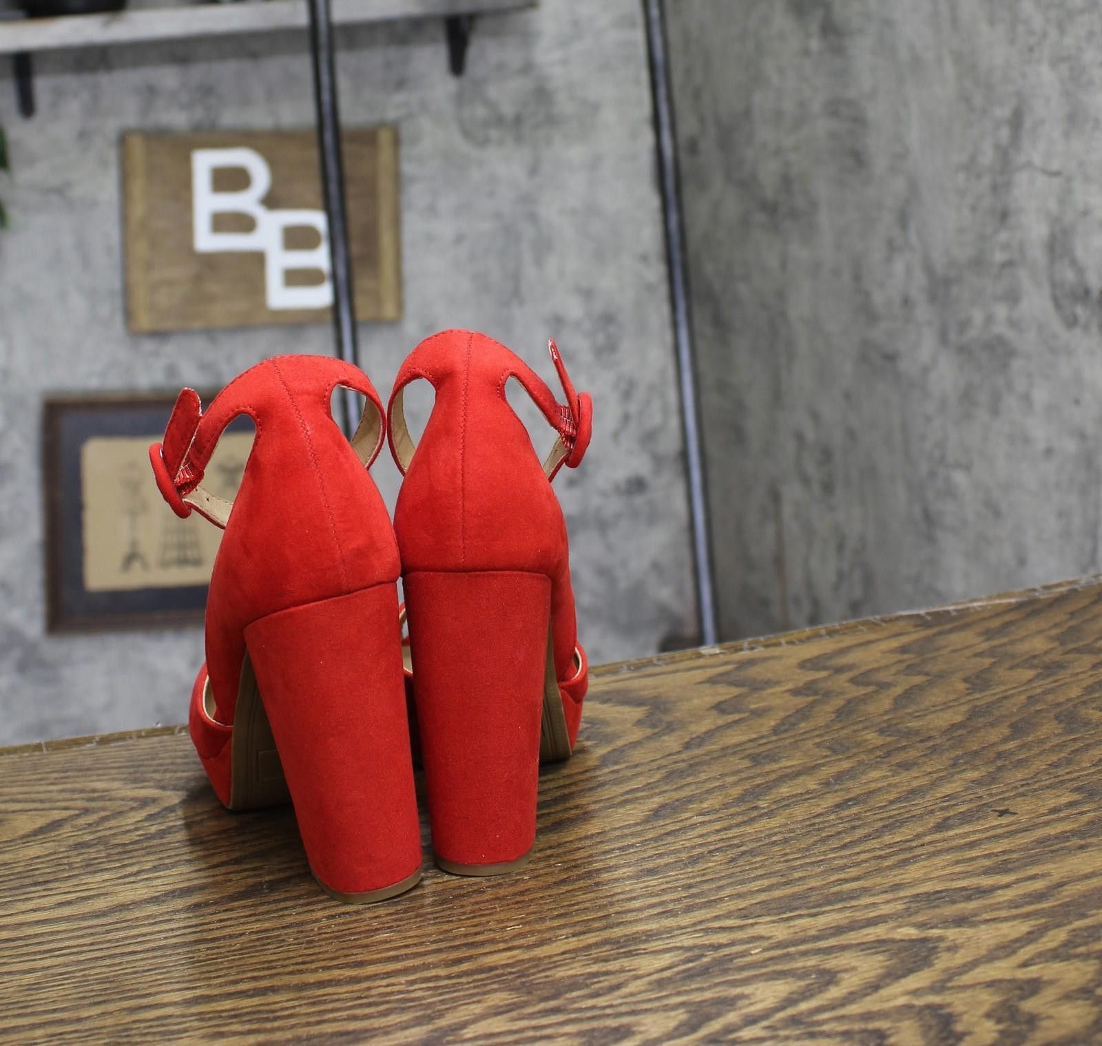 Other New Sun + Stone Reeta Block-heel Platform Sandals Red 5m Size US 5 / IT 35 - 4 Thumbnail