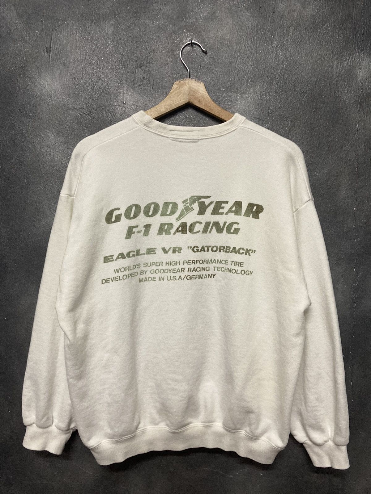 image of Good Year F1 Racing Eagle Vr Gatorback Sweatshirt in White, Men's (Size Large)