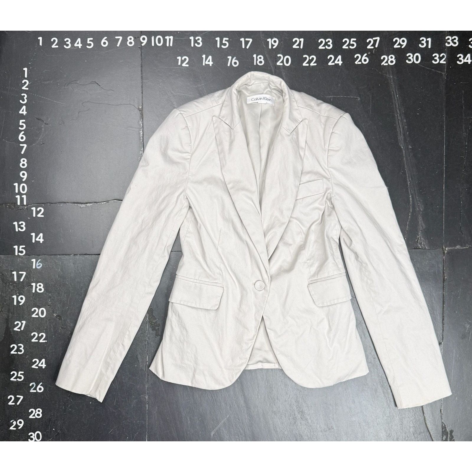 Calvin Klein Calvin Klein Single Button Cotton Stretch Blazer Off-White Size XS / US 0-2 / IT 36-38 - 2 Thumbnail
