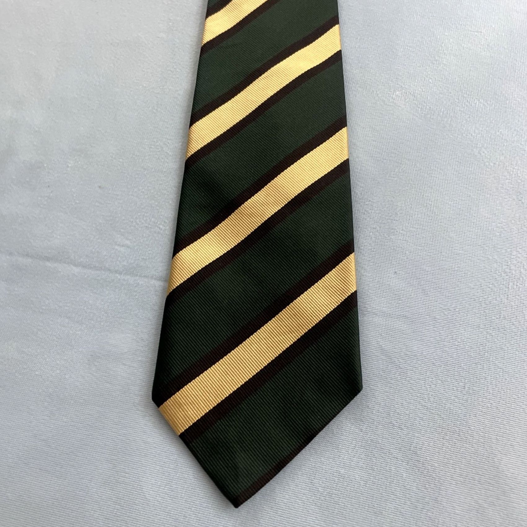 Club Room VINTAGE Club Room Tie Shirt Mens 3.5x57 Green Black Cream Repp Stripe 100% Silk USA Necktie Size ONE SIZE - 6 Thumbnail