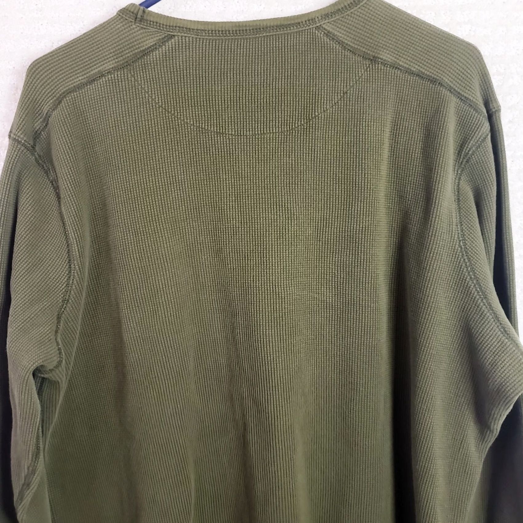 Lands' End Lands' End Shirt Men's XL Green Waffle Thermal 100% Cotton Long Sleeve Crew Neck Knit Slim College Outdoor T-Shirt Mens Size US XL / EU 56 / 4 - 6 Thumbnail