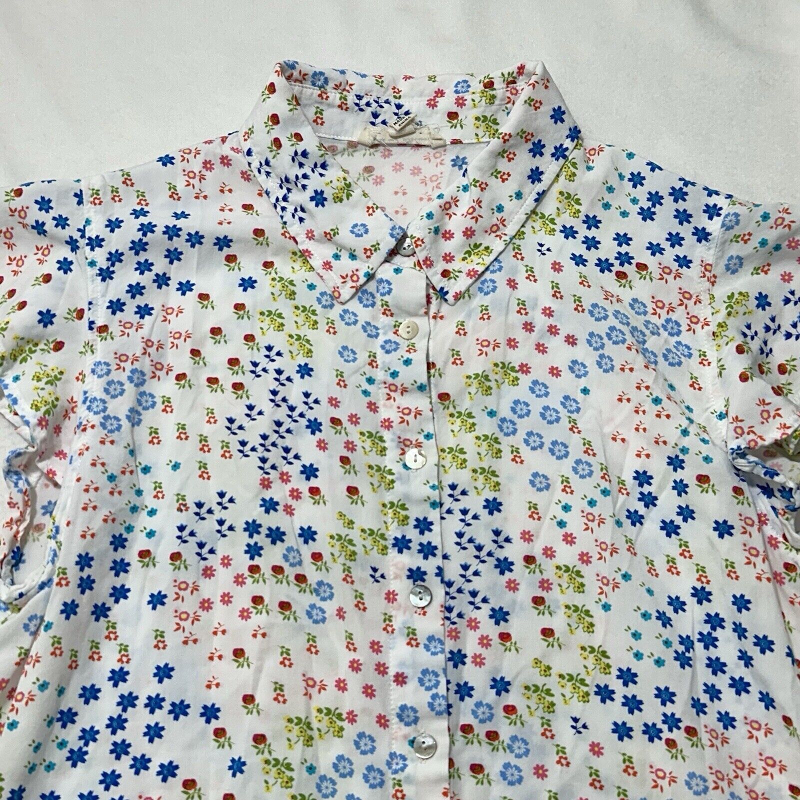 Other Jane and Delancey Medium White Floral Blouse Flutter Sleeves Size M / US 6-8 / IT 42-44 - 2 Thumbnail