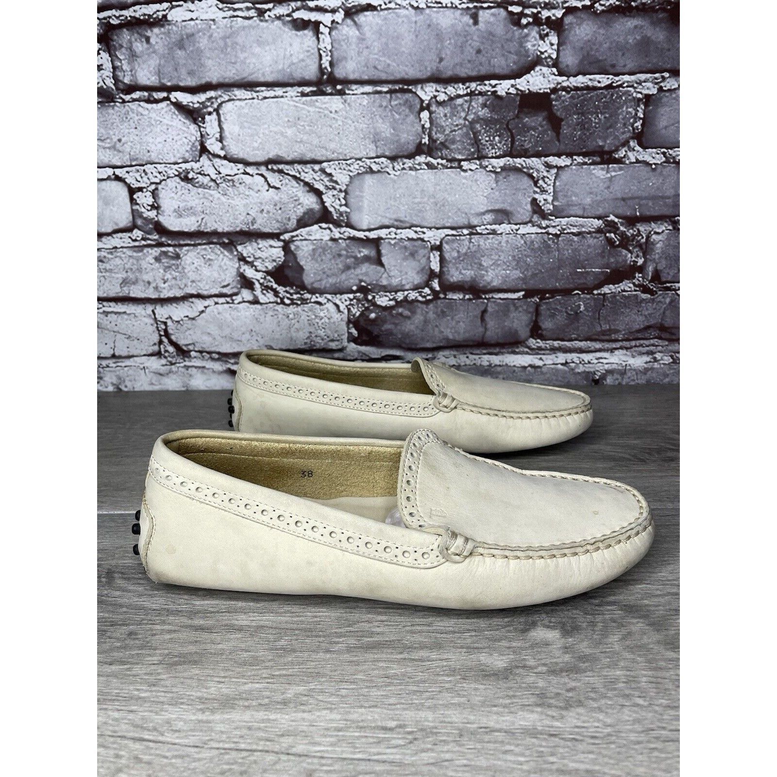 Tod's TOD'S Ivory Off White Suede Leather Moc Loafers Driving Shoe Size US 8 / IT 38 - 13 Thumbnail