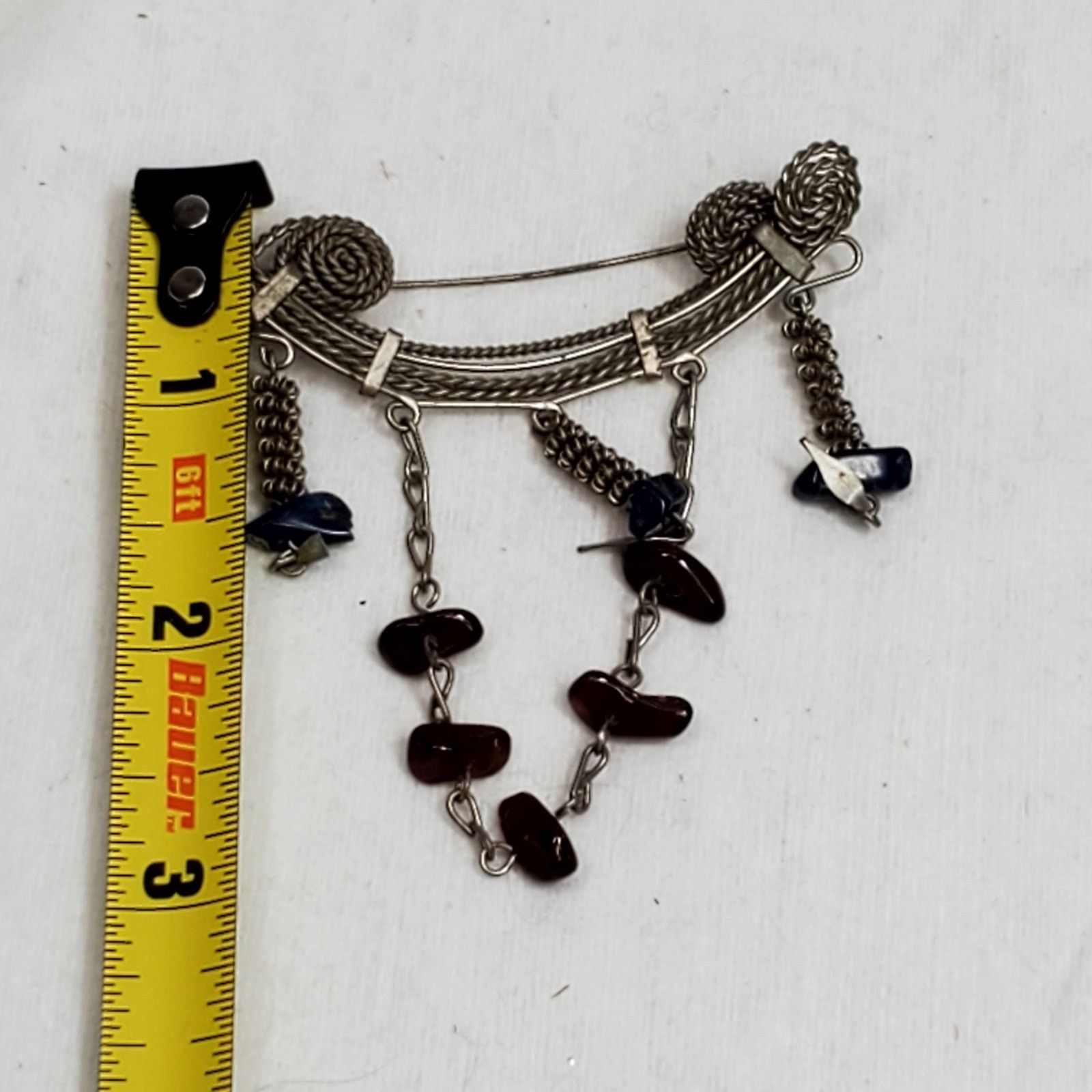 Other Abstract Chain Wire Dangle Brooch Pin 3" Vtg Unsigned Size ONE SIZE - 3 Thumbnail