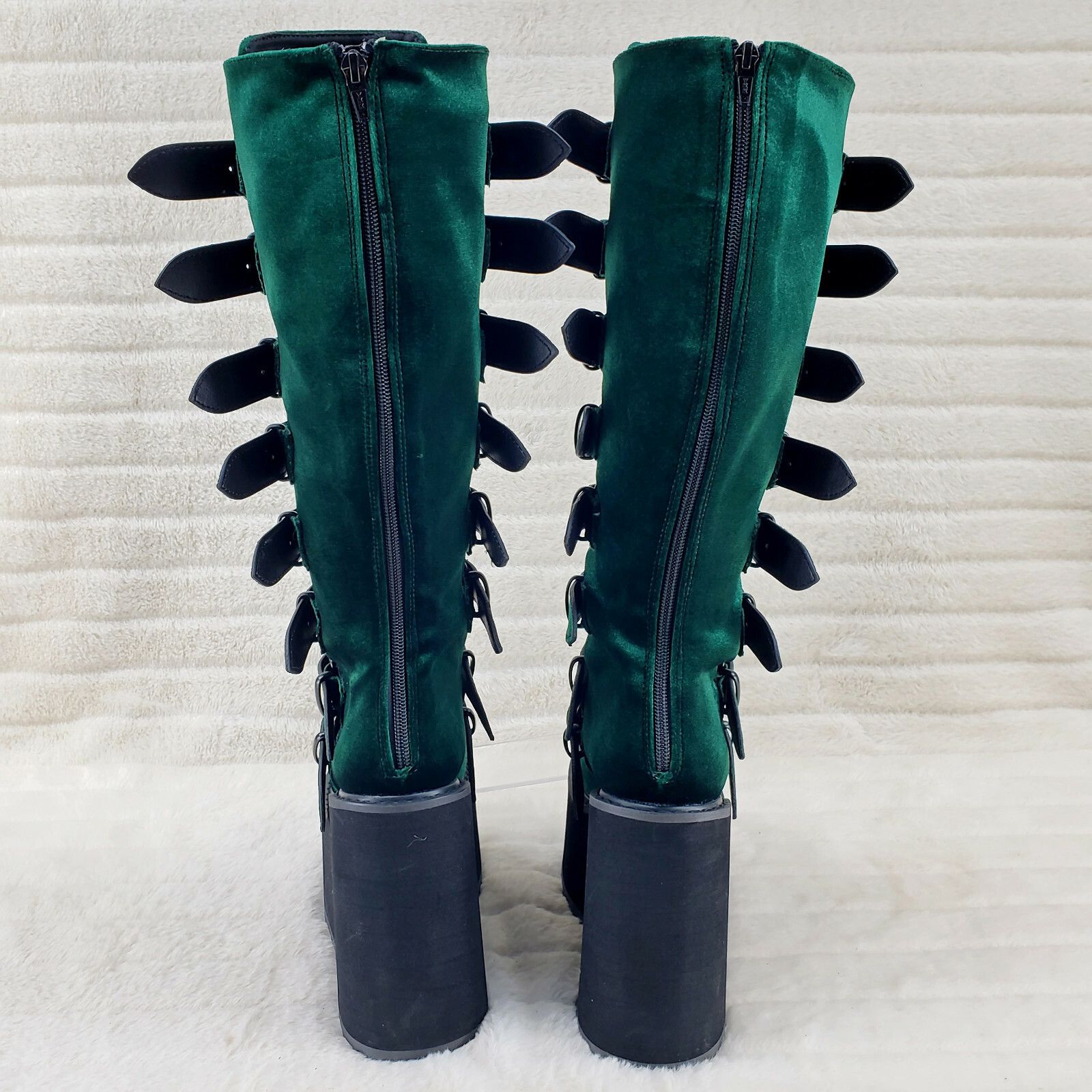 Other DEMONIA Trinity Swing 815 Emerald Green Velvet Goth Knee Boo Size US 7 / IT 37 - 5 Thumbnail
