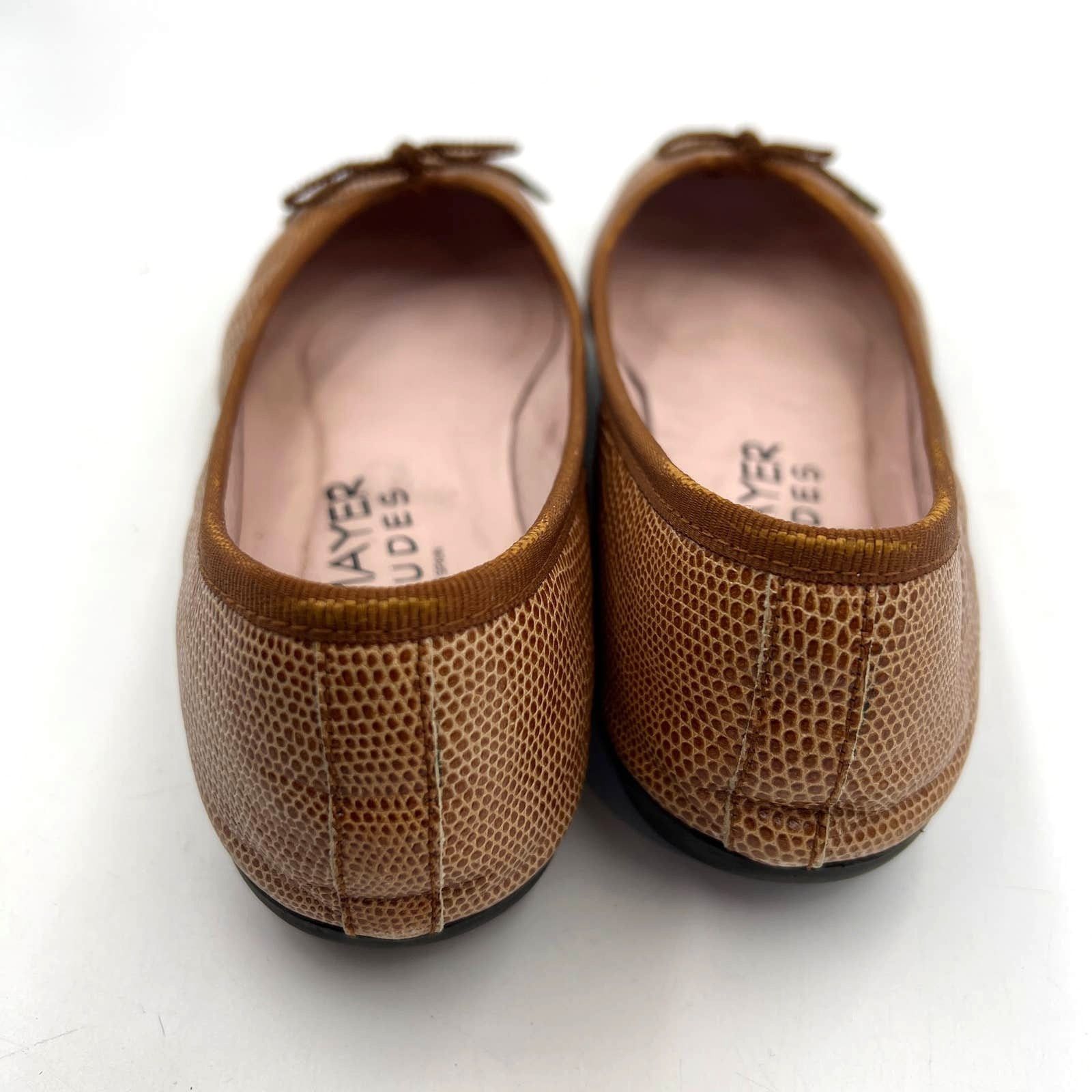 Other Paul Mayer Ballet Flats Lizard Embossed Leather Tan Brown Size US 8 / IT 38 - 6 Thumbnail