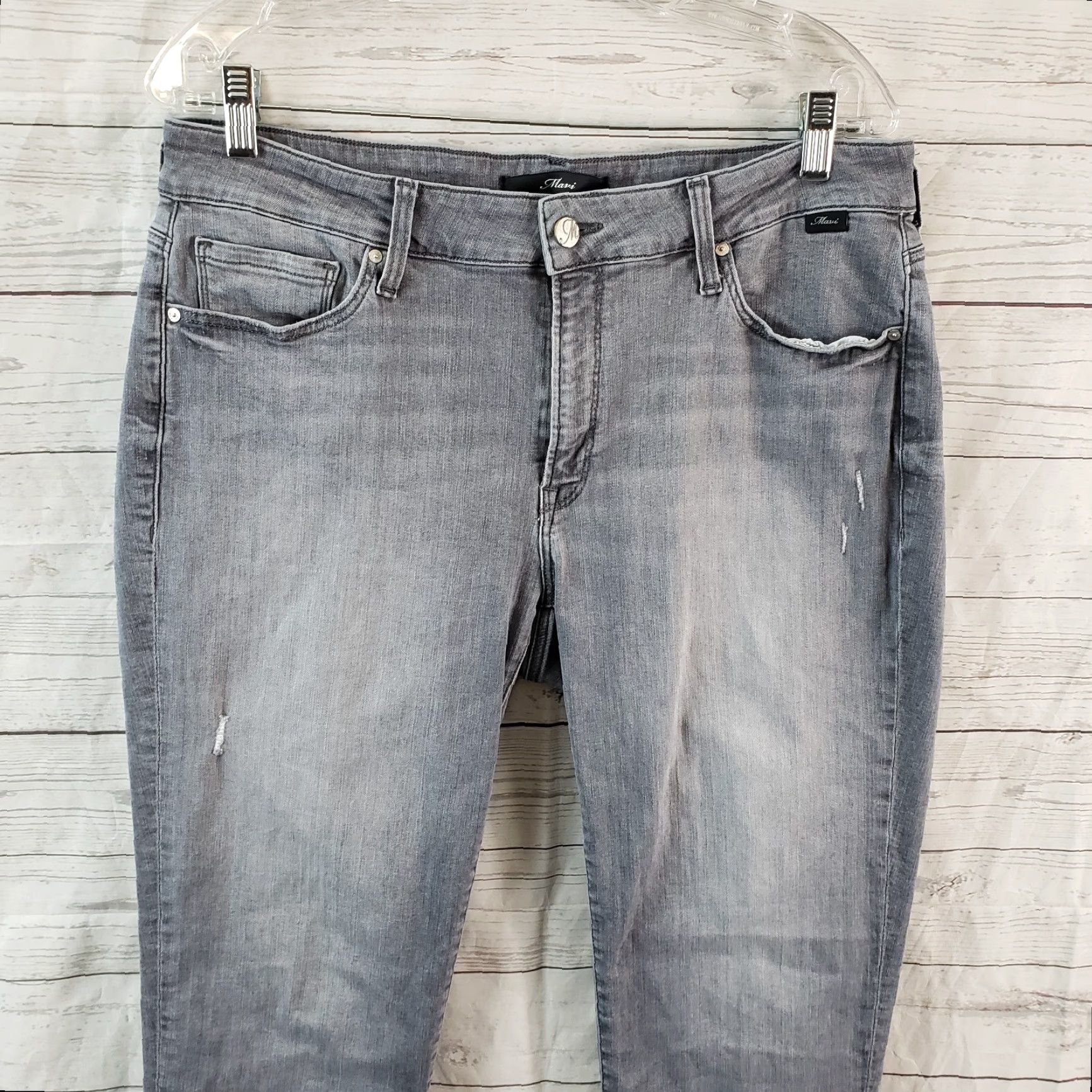 Mavi Mavi Womens Emma Slim Boyfriend Jeans Size 32P Gray Lightly Distressed Mid Rise Jeans Feminine Womens Size 24" / US 00 / IT 34 - 2 Thumbnail