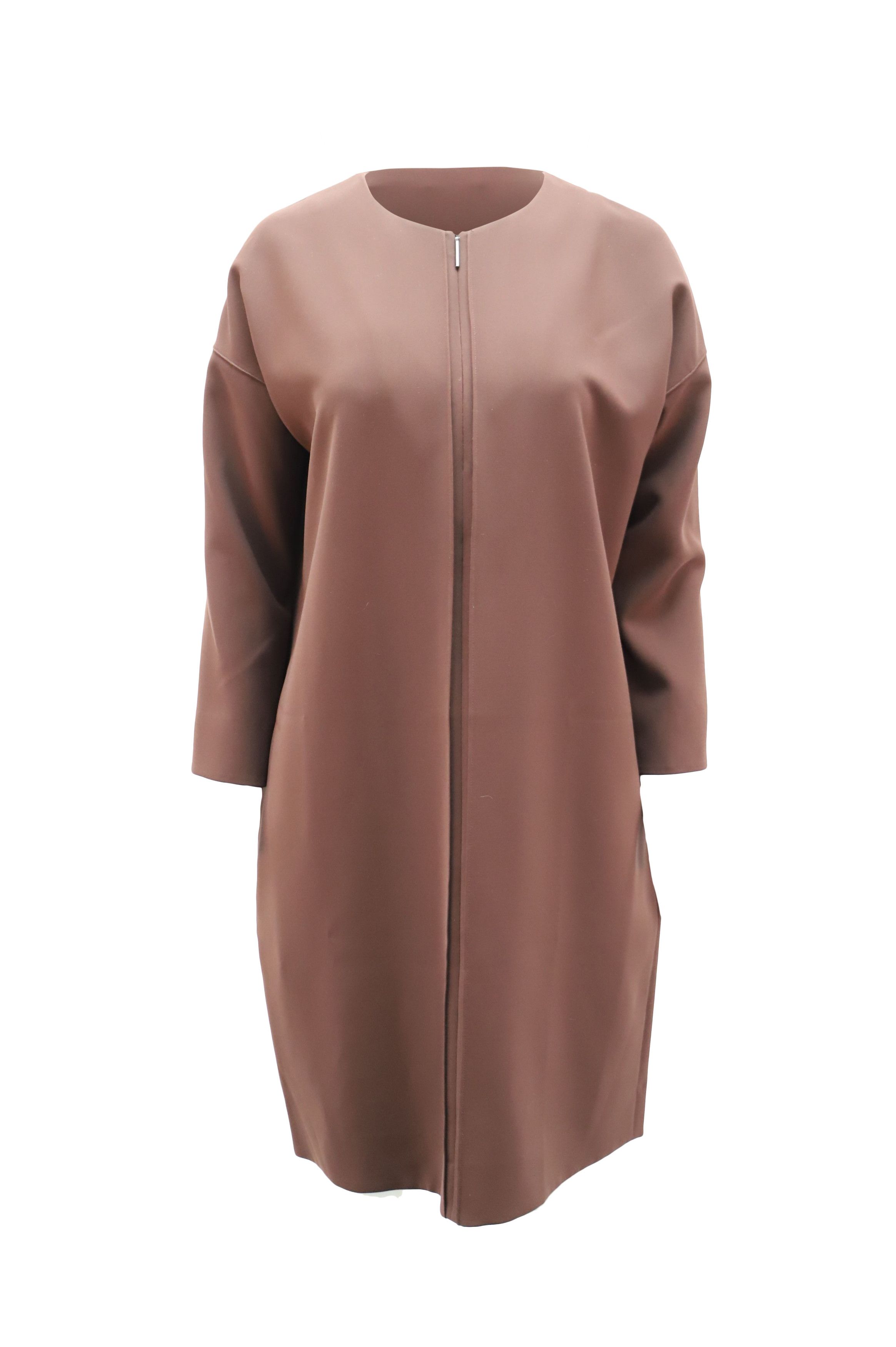 Vince Vince Midi Sack Dress with Front Zipper In Brown Polyester Size XS / US 0-2 / IT 36-38 - 1 Thumbnail