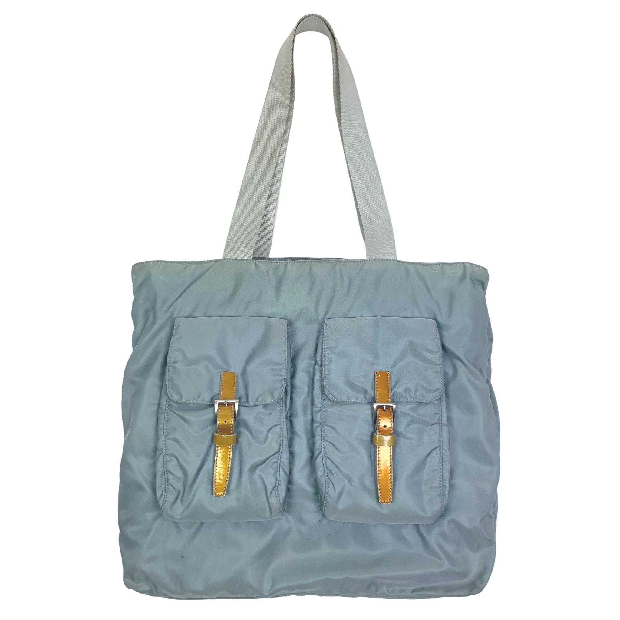 Vintage Prada Tote Bag in Blue, Men's