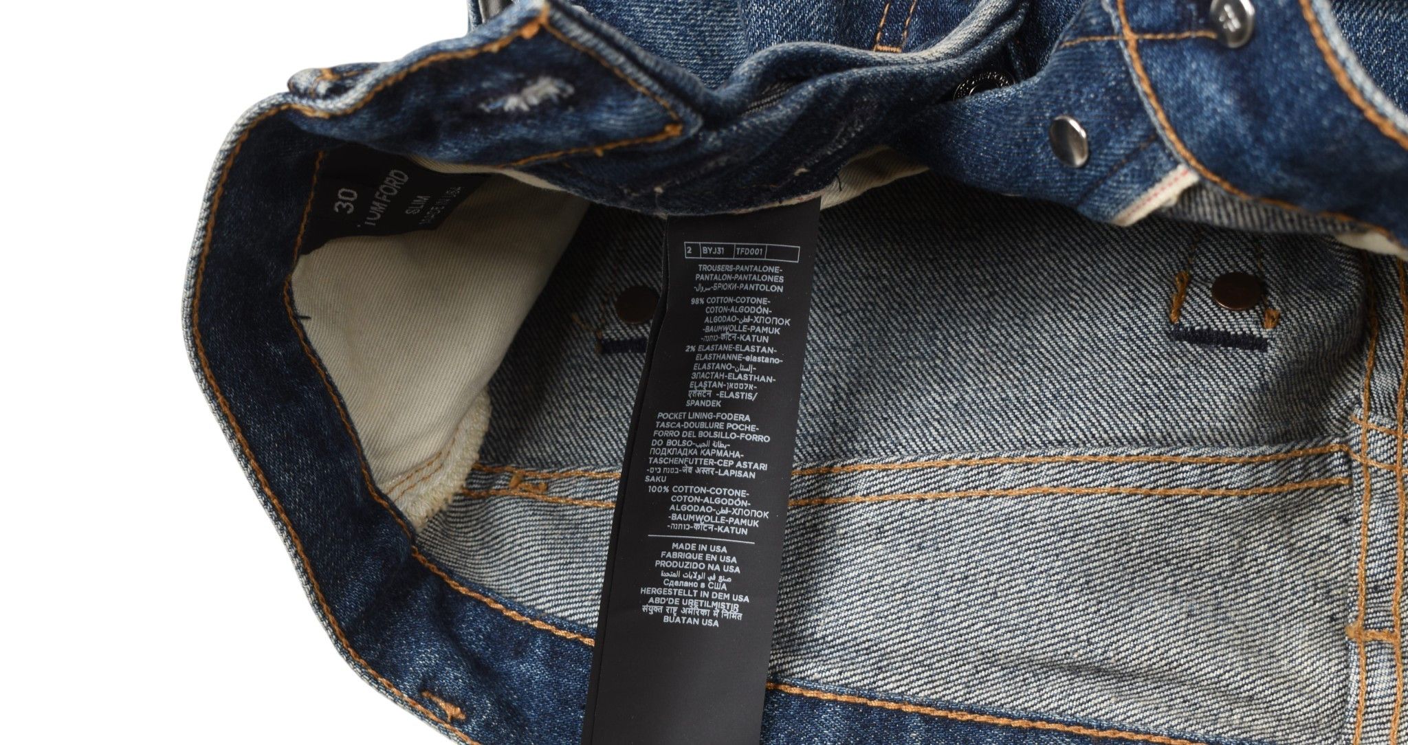 Tom Ford Tom Ford Selvage Selvedge Men Slim Fit Stretch Jeans Size US 30 / EU 46 - 10 Thumbnail