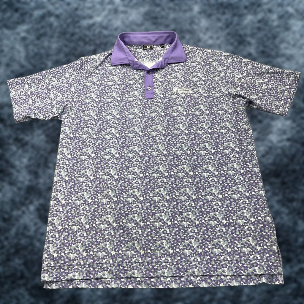 Footjoy FootJoy Polo Shirt Mens L Purple Floral Golf Shirt Valspar Championship Logo Breathable Stretch Short Sleeve Classic Polo Size US L / EU 52-54 / 3 - 1 Thumbnail