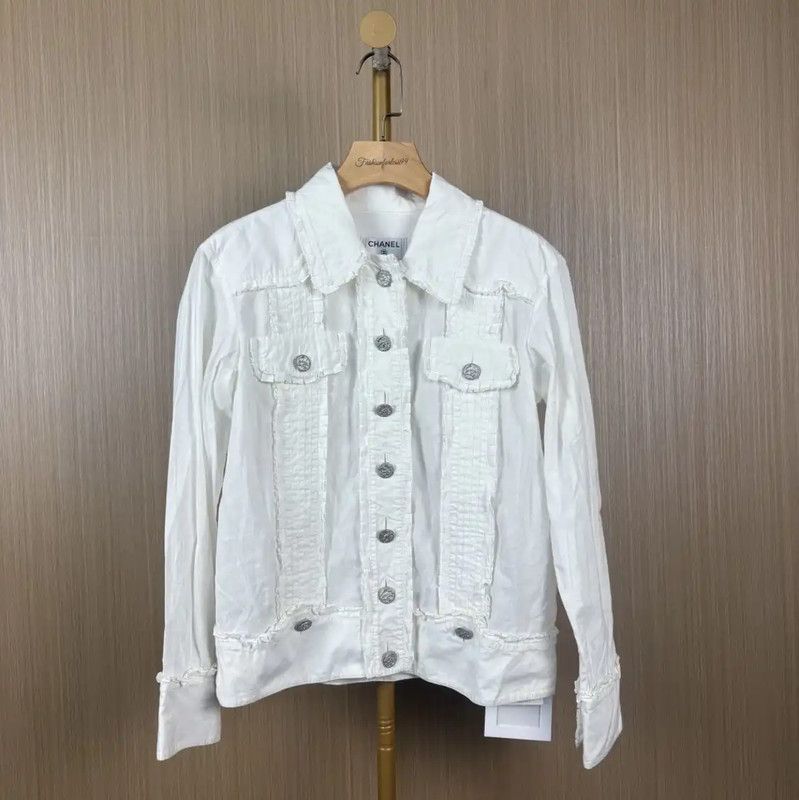 Chanel Chanel Cream Cotton Women's Jacket 0089 Size M / US 6-8 / IT 42-44 - 1 Thumbnail