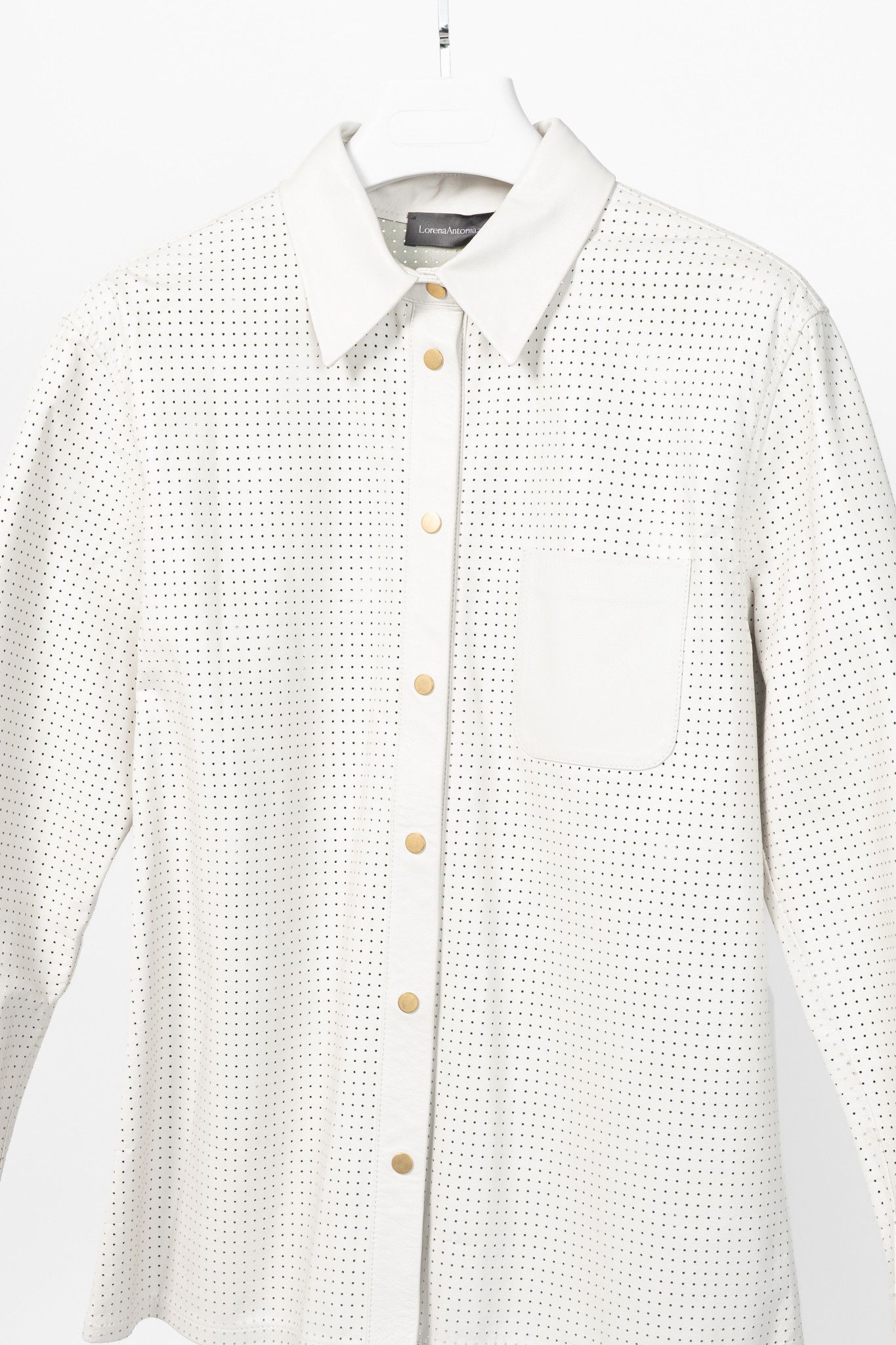 Other Lorena Antoniazzi Perforated Leather Snap-Closure Shacket Size M / US 6-8 / IT 42-44 - 3 Thumbnail