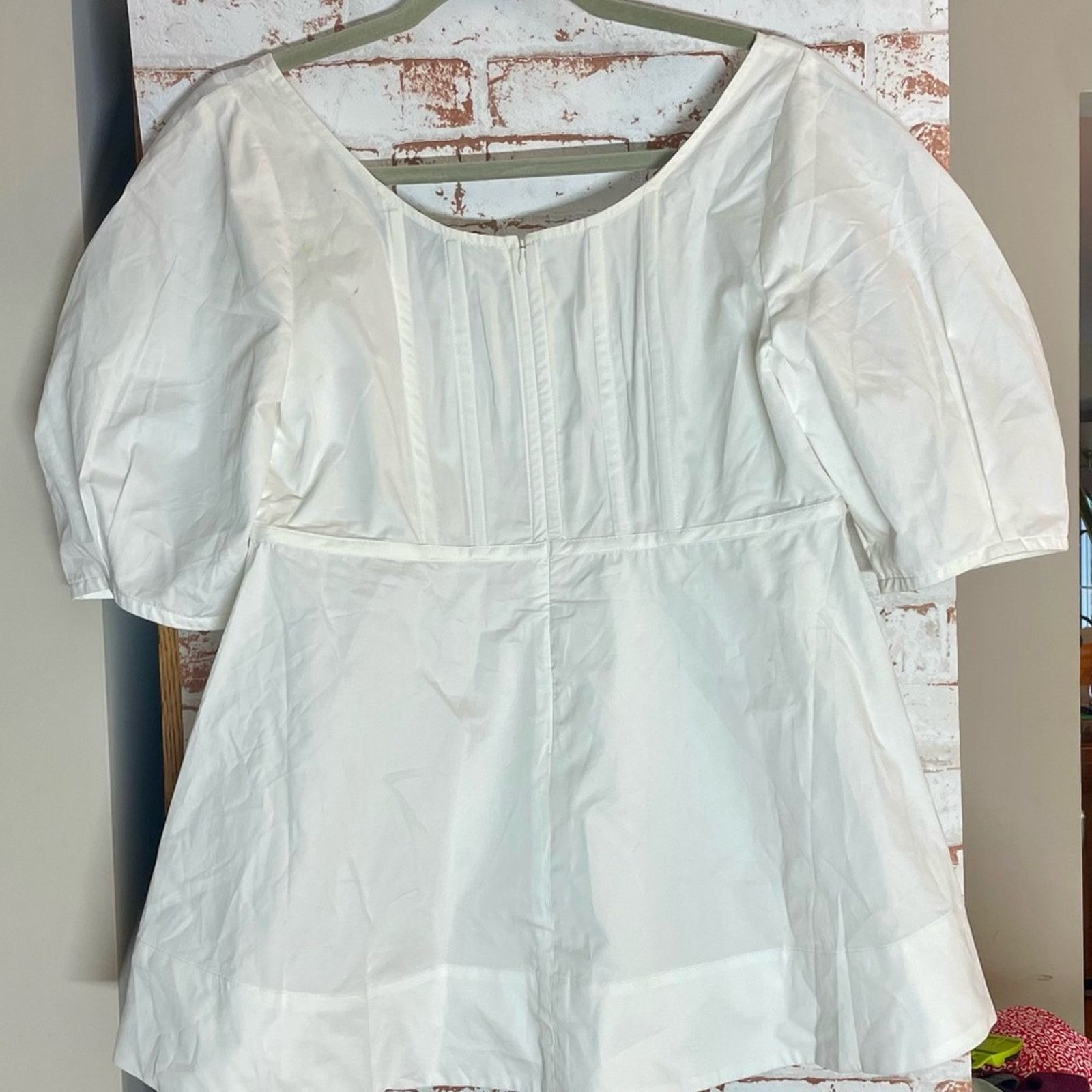 Boden NWT Tuckernuck White Puff Sleeve Corseted Blouse Size M Size M / US 6-8 / IT 42-44 - 3 Thumbnail
