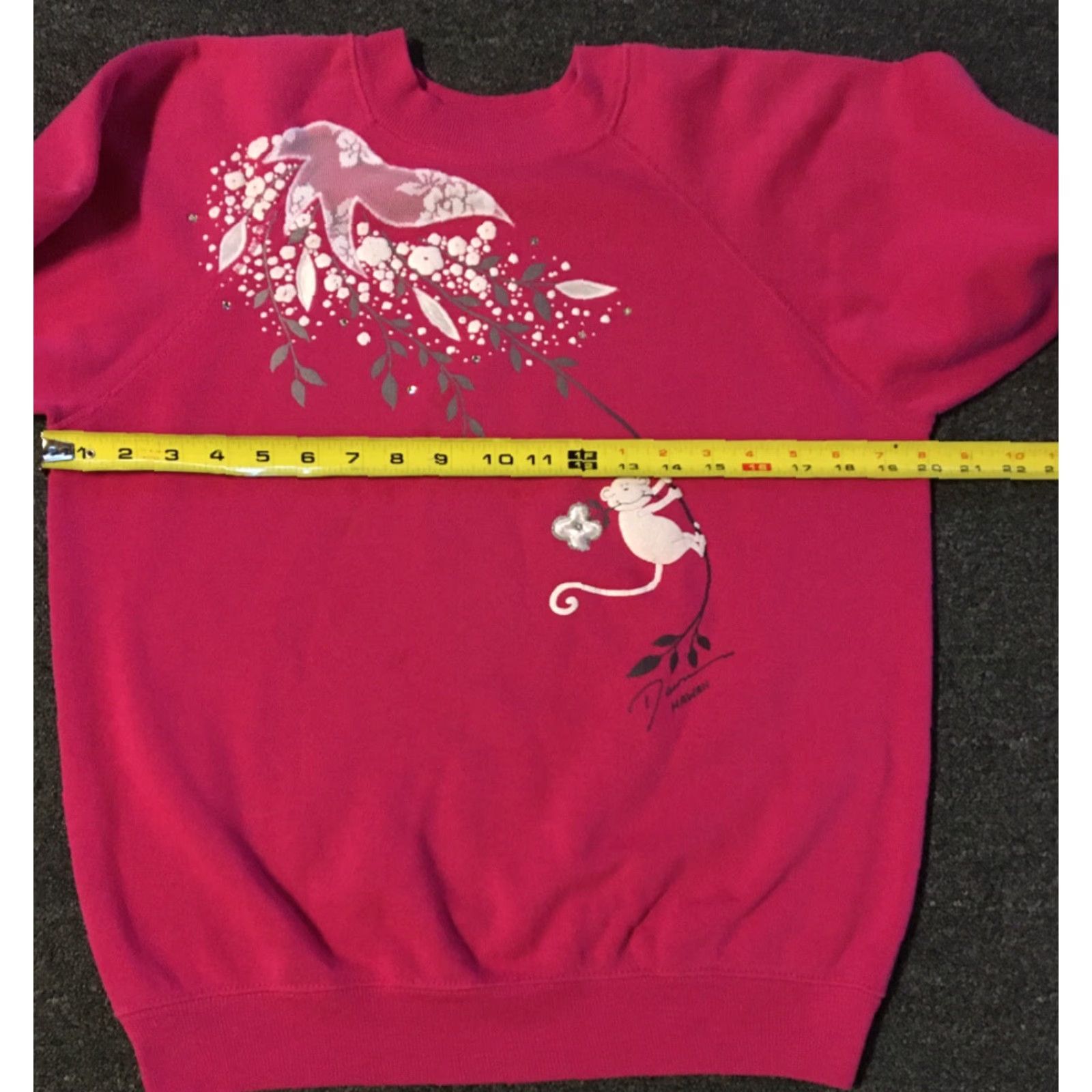 Vintage VINTAGE Sweatshirt 80s Hawaii Monkey Flowers S USA Beach Surf Art Nature Pink Mens Small 90s US Vintage American Vintage Pullover Shirt Hoodie? Size US S / EU 44-46 / 1 - 4 Thumbnail