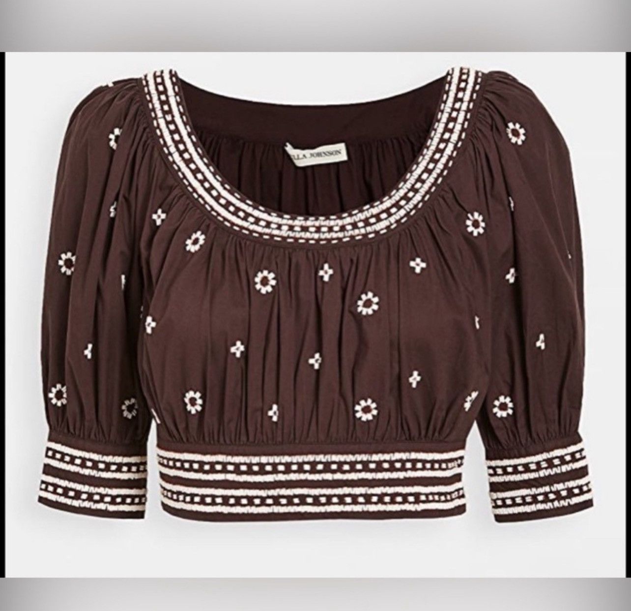 ULLA JOHNSON RARE Hand Beaded Zola Crop Top - Brown