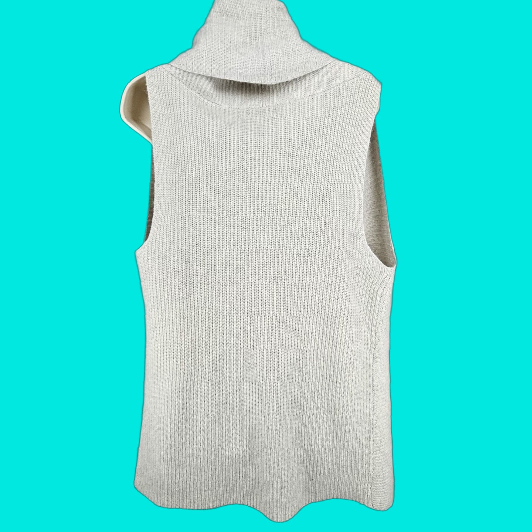Bloomingdale's C by Bloomingdale's Cardigan Shawl Collar Sleeveless Beige Knit Small S Women Casual Size S / US 4 / IT 40 - 1 Thumbnail