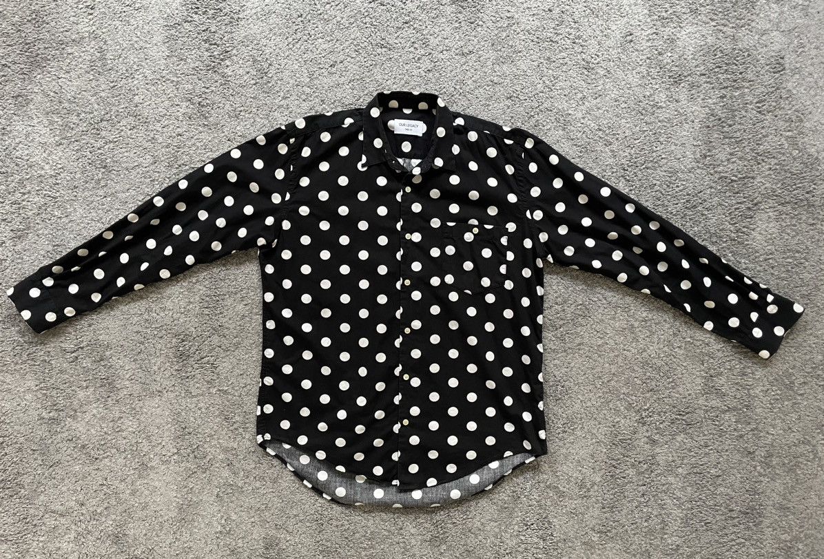 image of Our Legacy 1980-81 Polka Dot Shirt, Size M 48 in Black, Men's