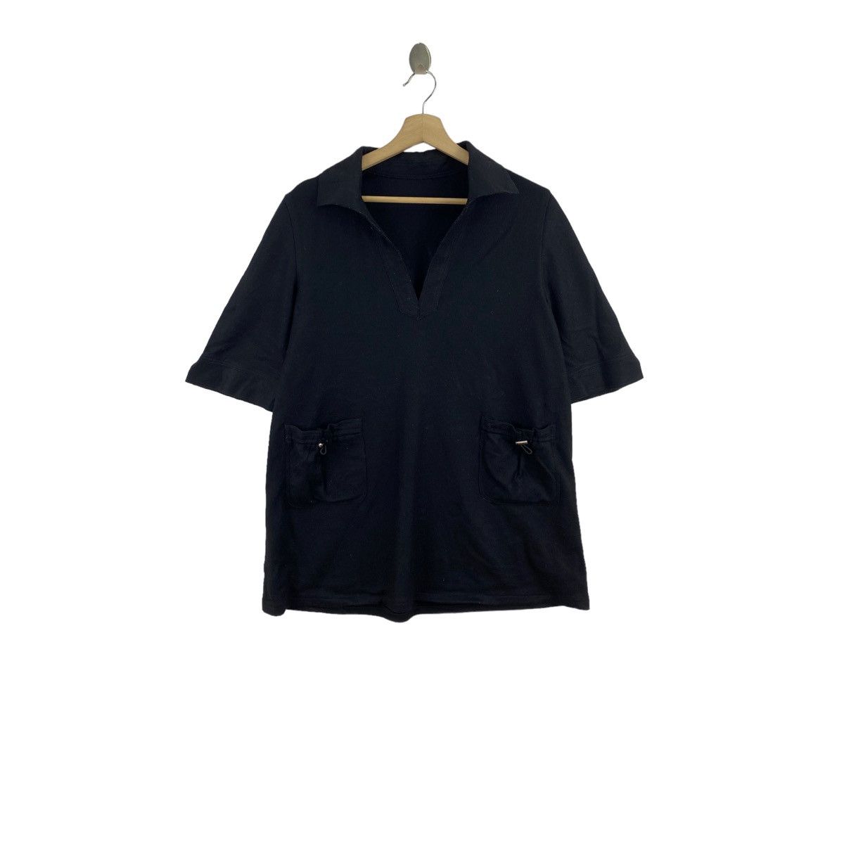 Japanese Brand ASCAGNE Japanese Brand Black Plain Collar T-Shirt Size US M / EU 48-50 / 2 - 1 Thumbnail