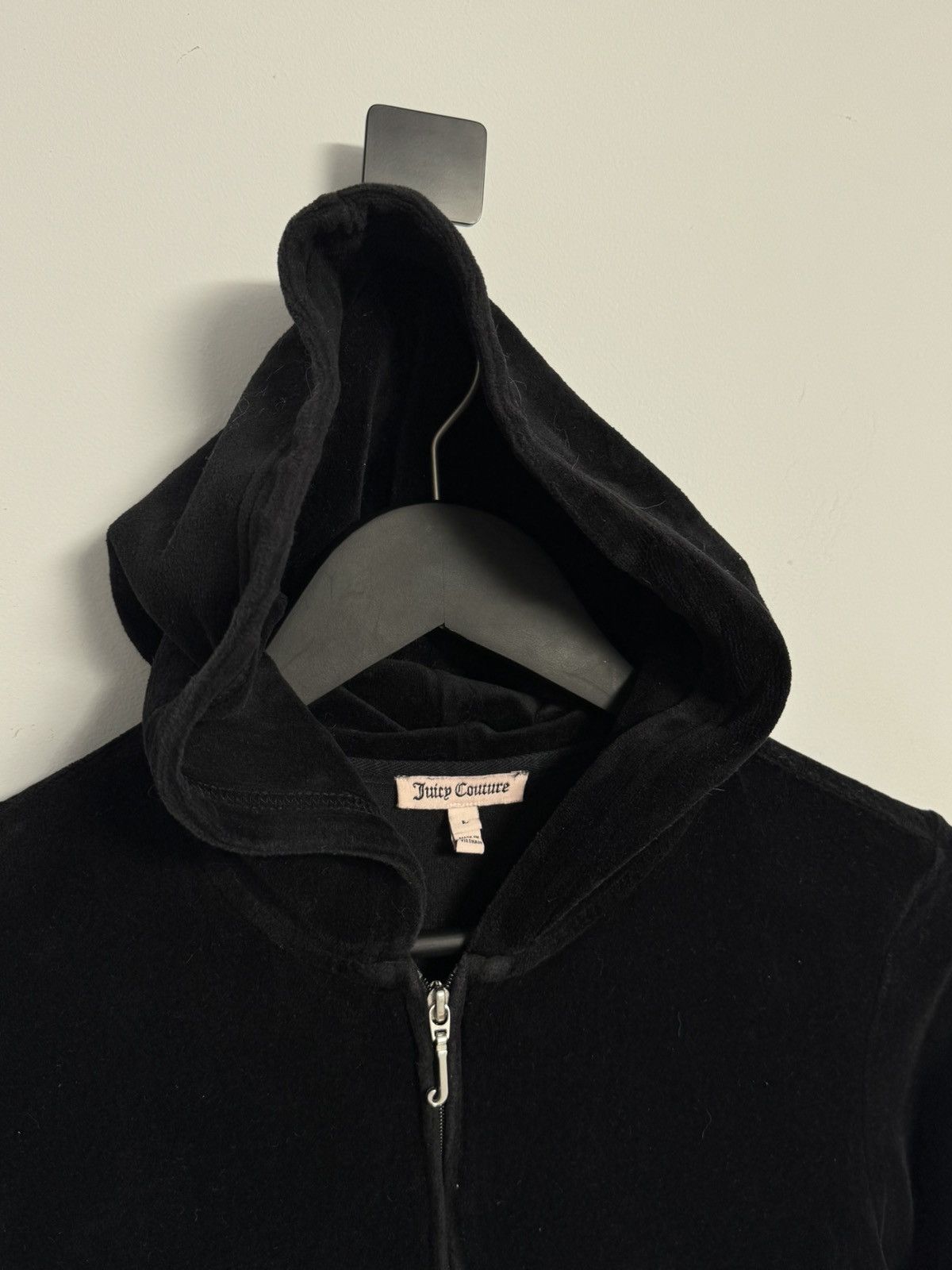 Juicy Couture Vintage Juicy Couture Y2K Glam Velour Black Zip Up Hoodie Size L / US 10 / IT 46 - 6 Thumbnail