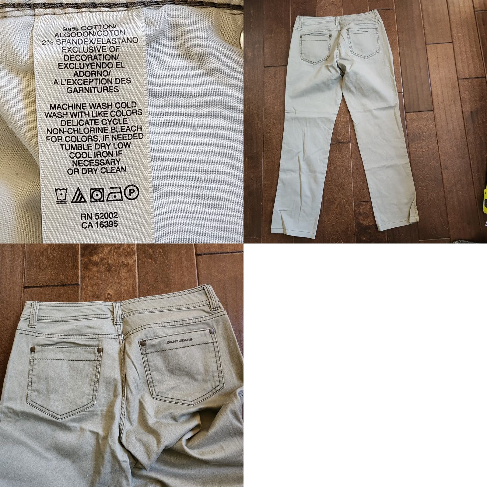 DKNY DKNY Women's Jeans - Khaki Gray - Size 6 - Cotton Spandex - Regular Fit - Zip Button Closure - Machine Washable - Solid - VAT? Size 28" / US 6 / IT 42 - 9 Thumbnail