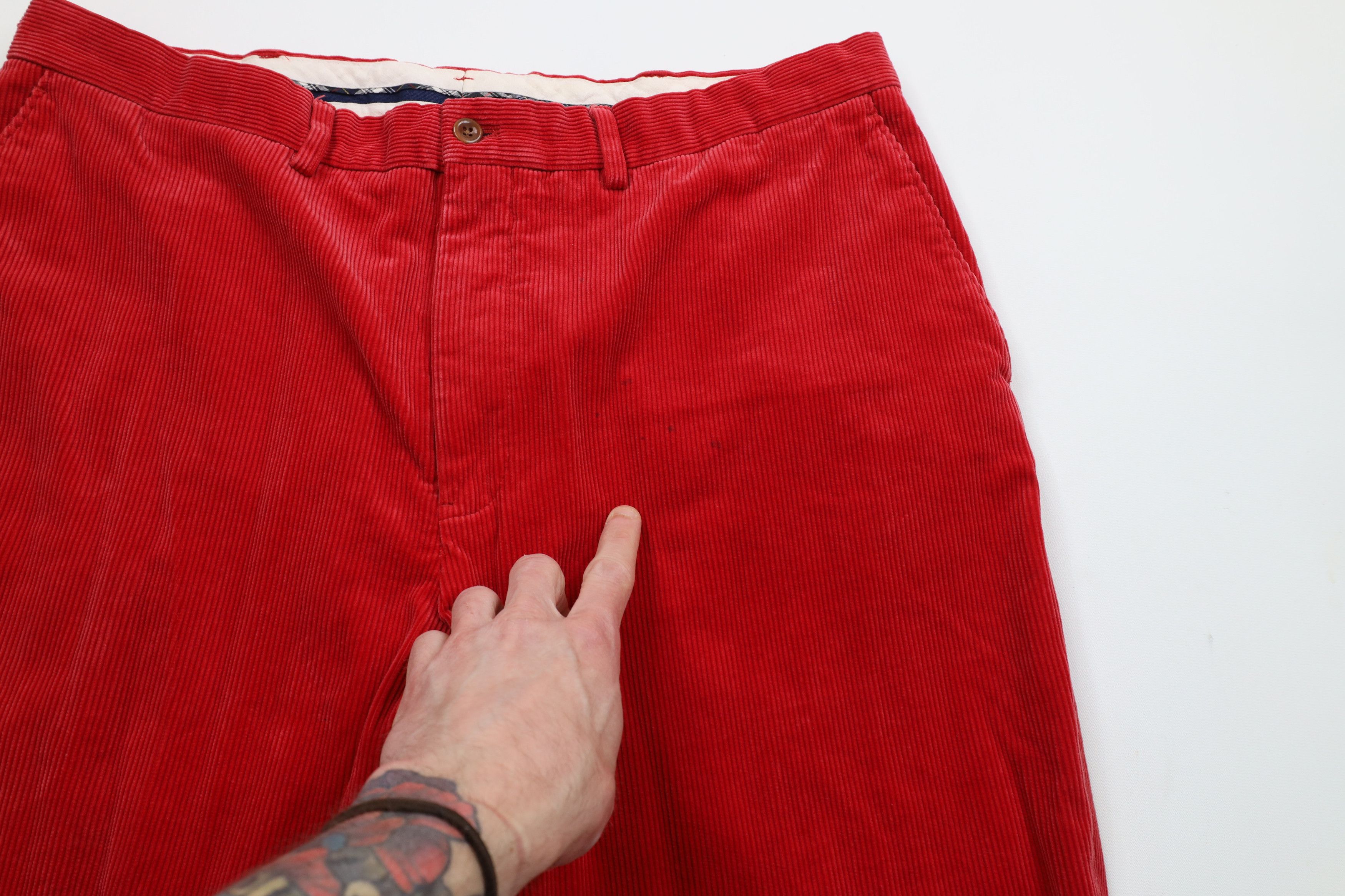 Ralph Lauren × Vintage Vintage 90s Ralph Lauren Heavy Wide Leg Corduroy Pants Red Size US 36 / EU 52 - 7 Thumbnail