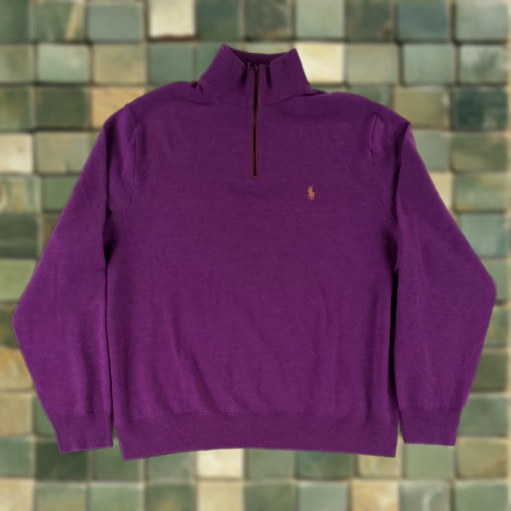 Polo Ralph Lauren Polo Ralph Lauren Polo Golf Sweater Merino Wool Purple 1/4 Zip Long Sleeve Mens XL Size US XL / EU 56 / 4 - 1 Thumbnail