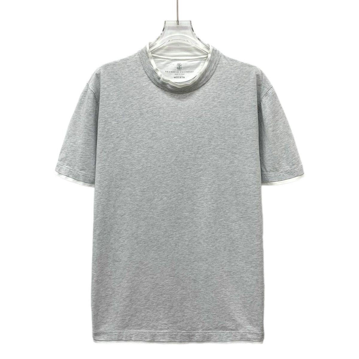 Brunello Cucinelli Brunello Cucinelli Grey Cotton Short Sleeve T-shirt K26WX Size US L / EU 52-54 / 3 - 1 Thumbnail