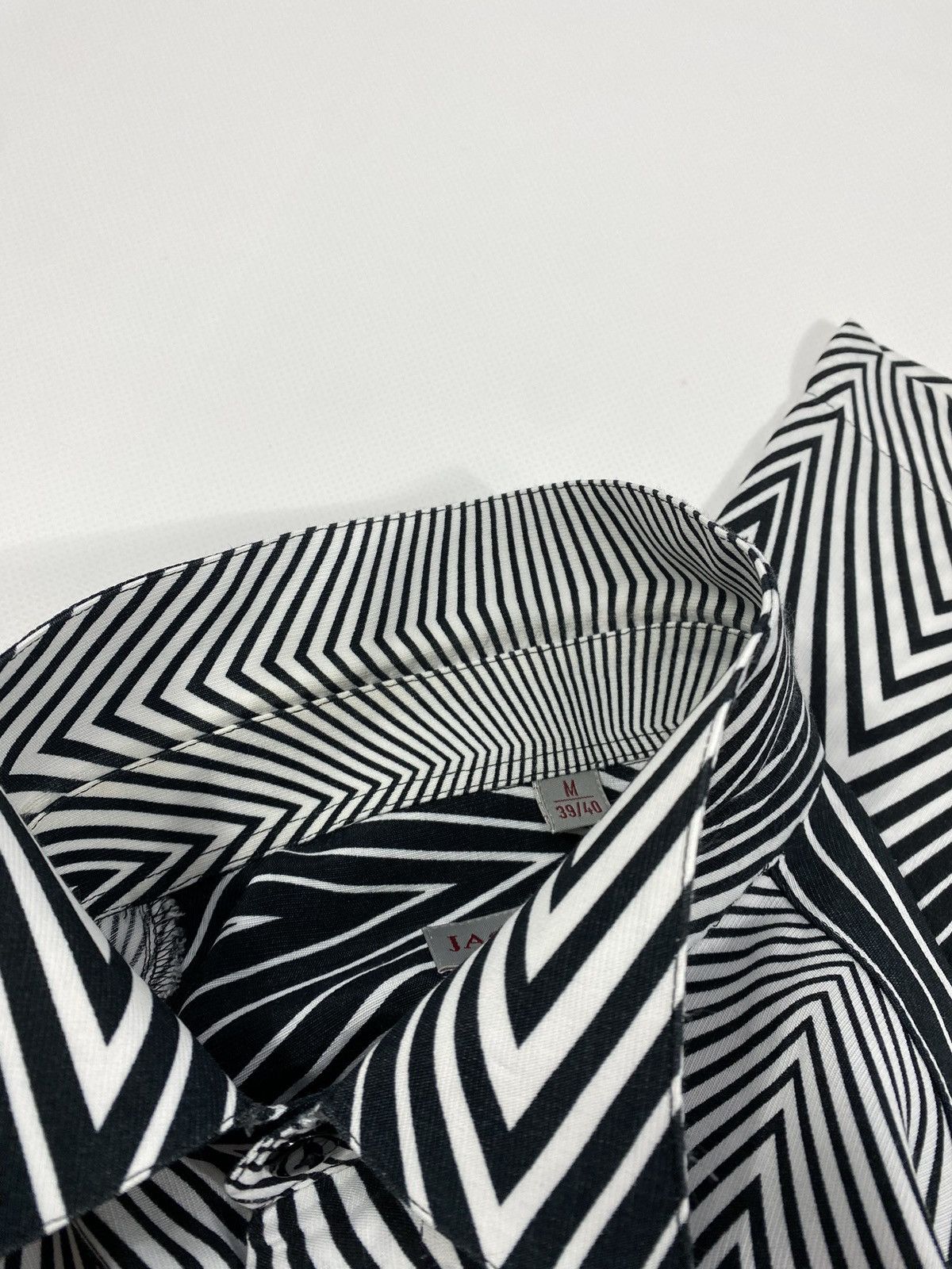 Vintage Y2K Black White Zig Zag Lines Basic Abstract Party Shirt Size US L / EU 52-54 / 3 - 9 Thumbnail