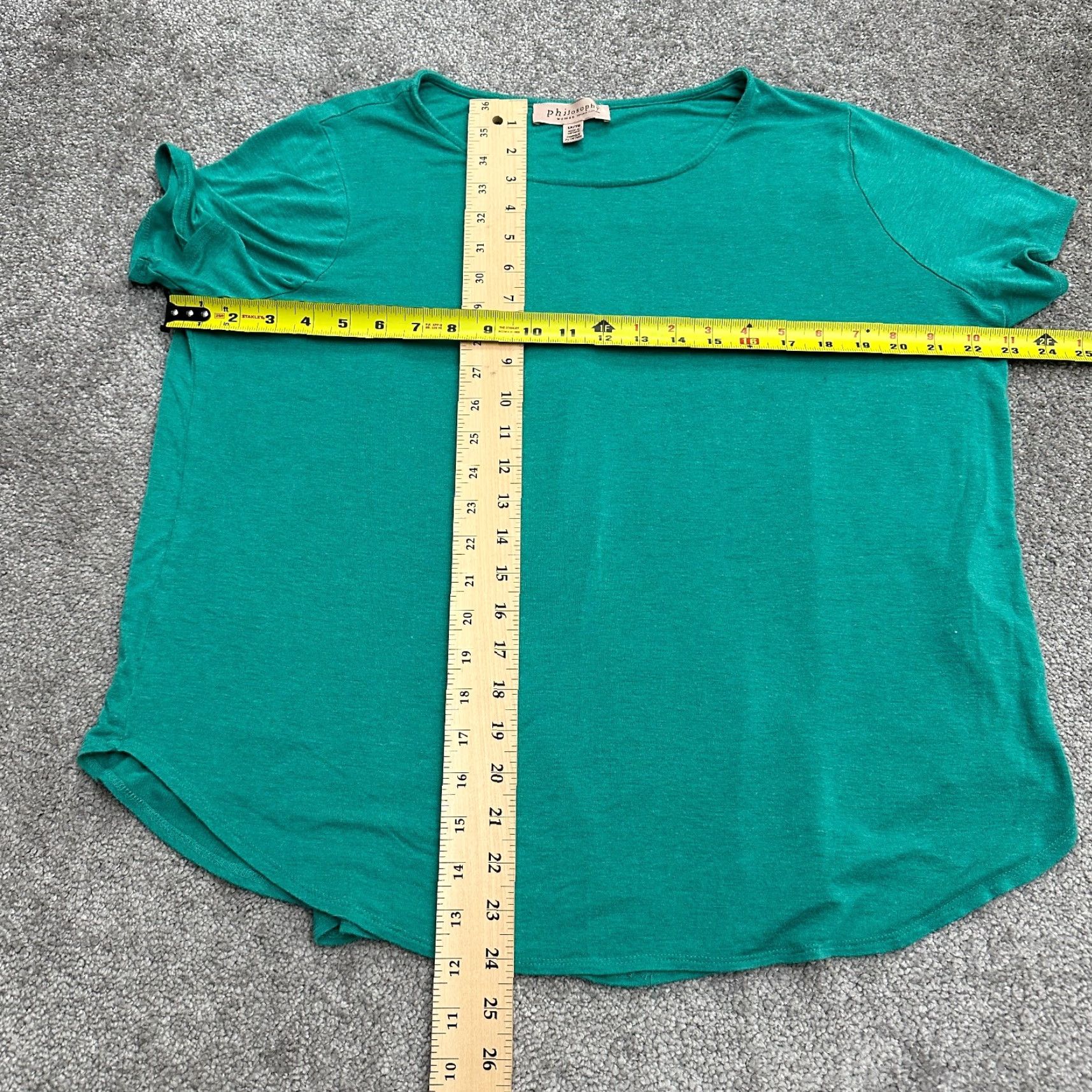 Vintage Philosophy Basic T-Shirt Women 2X Green Round Neck Short Sleeve Rayon Tee Casual Size XL / US 12-14 / IT 48-50 - 7 Thumbnail