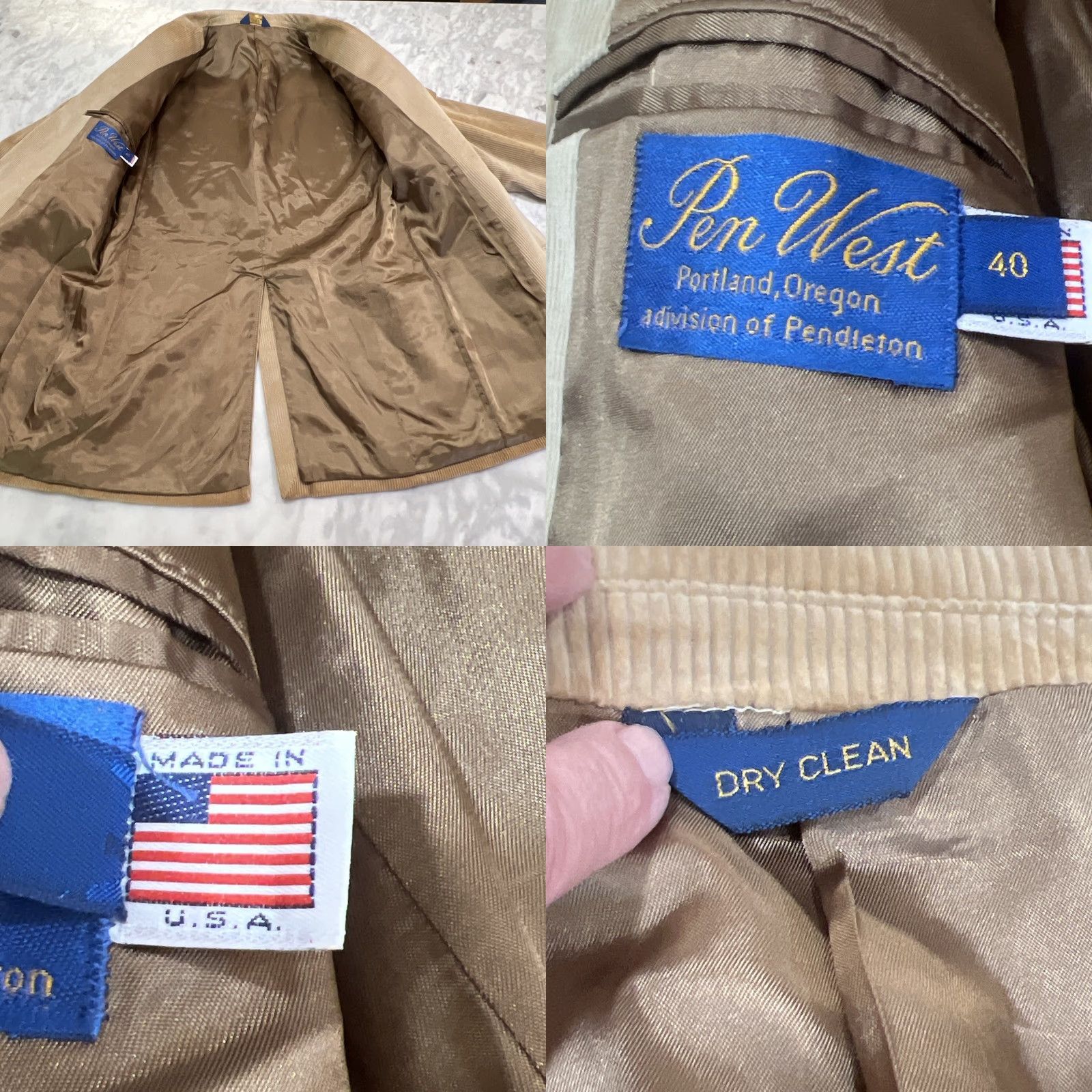 Pendleton VINTAGE Pendleton Mens Blazer Corduroy Jacket 40 Tan Western Suede Patch Two-Button Notch Tailored Single-Vented Chest 40 Mens WVTBLAZR Size 40R - 10 Thumbnail