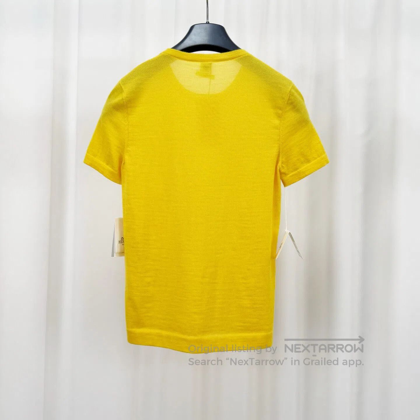 Hermes Hermes Yellow Hollow-Out Letter H Pure Cashmere Knit Short Size XXS / US 00 / IT 34 - 2 Thumbnail