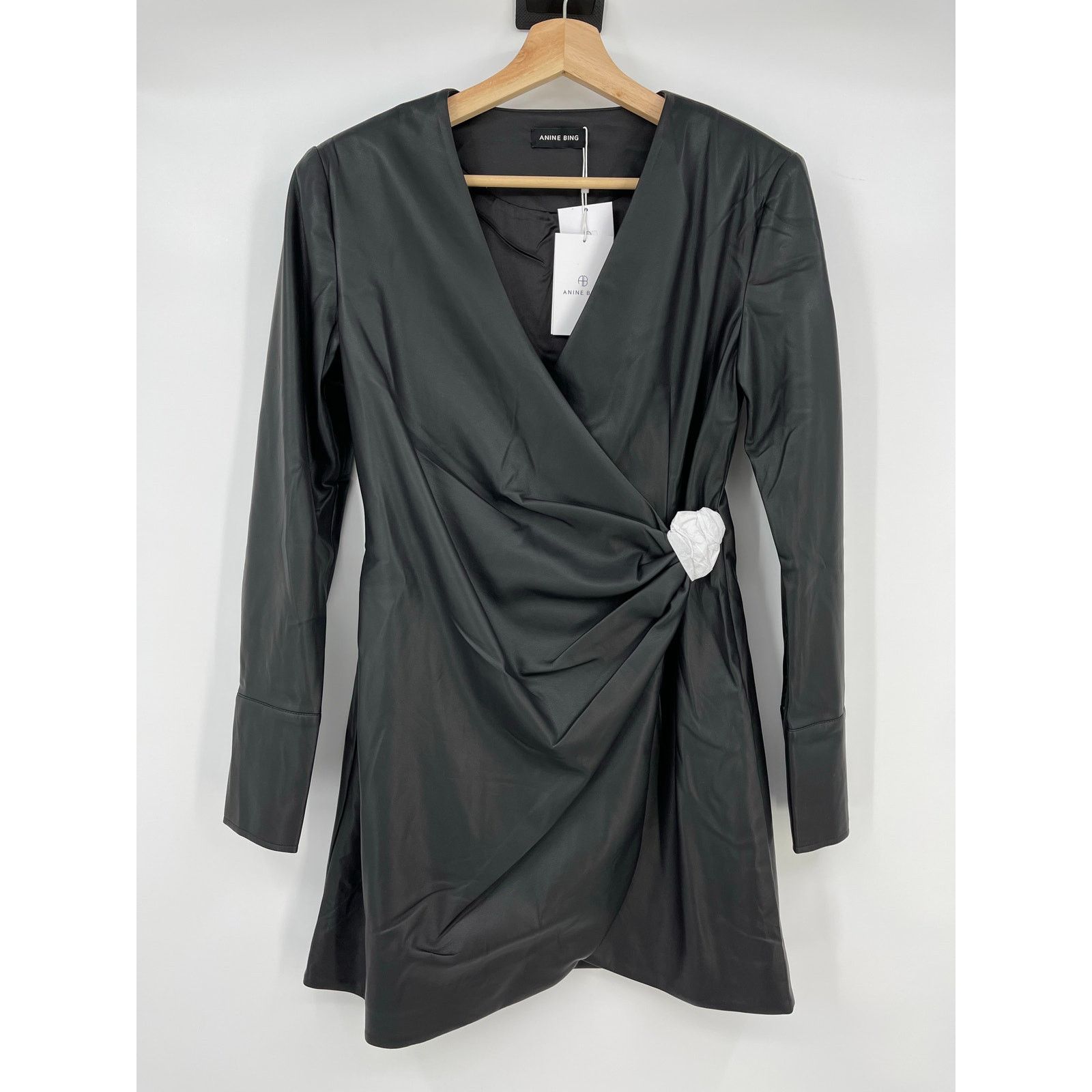 Anine Bing Anine Bing | NWT Joey Dress Black Faux Leather Wrap Dress S Size S / US 4 / IT 40 - 5 Thumbnail