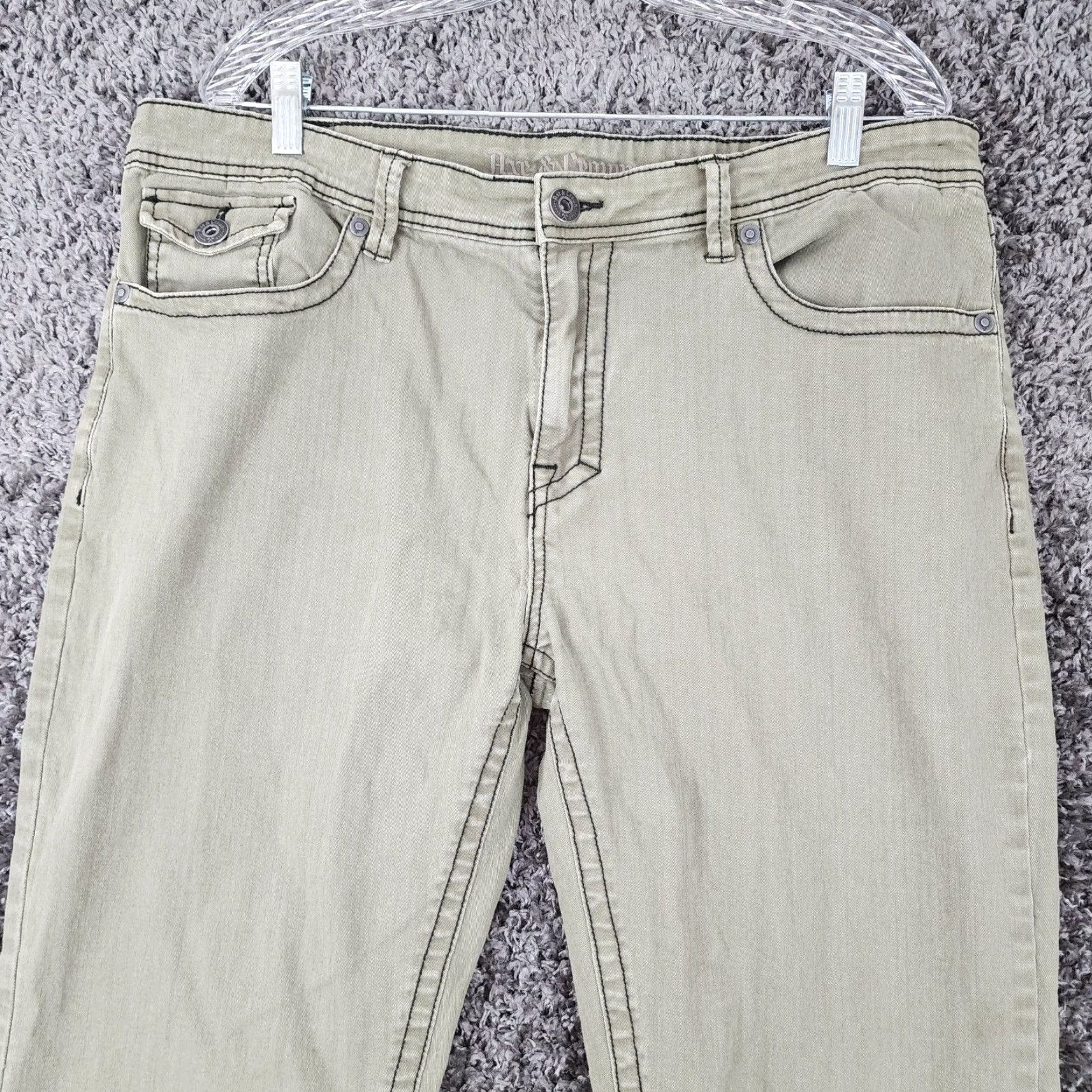 Vintage Axe & Crown Straight Green Jeans Mens 38x34 Regular Size US 38 / EU 54 - 2 Thumbnail