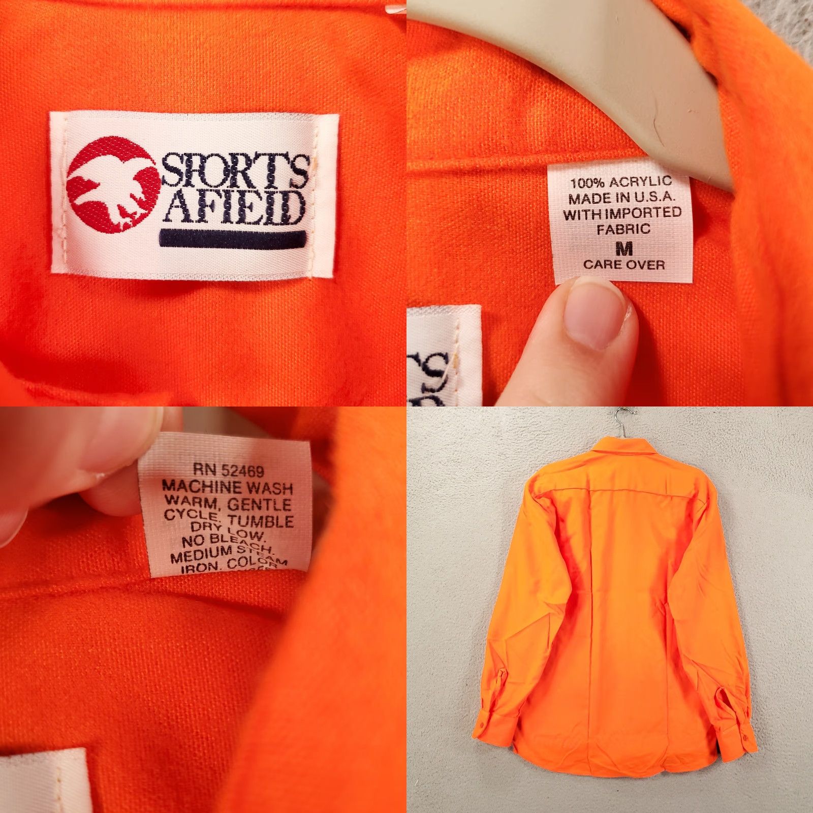 Hunter VINTAGE SPORTS AFIELD Shirt Mens M Flannel Button-Up Orange NOS Size US M / EU 48-50 / 2 - 8 Thumbnail