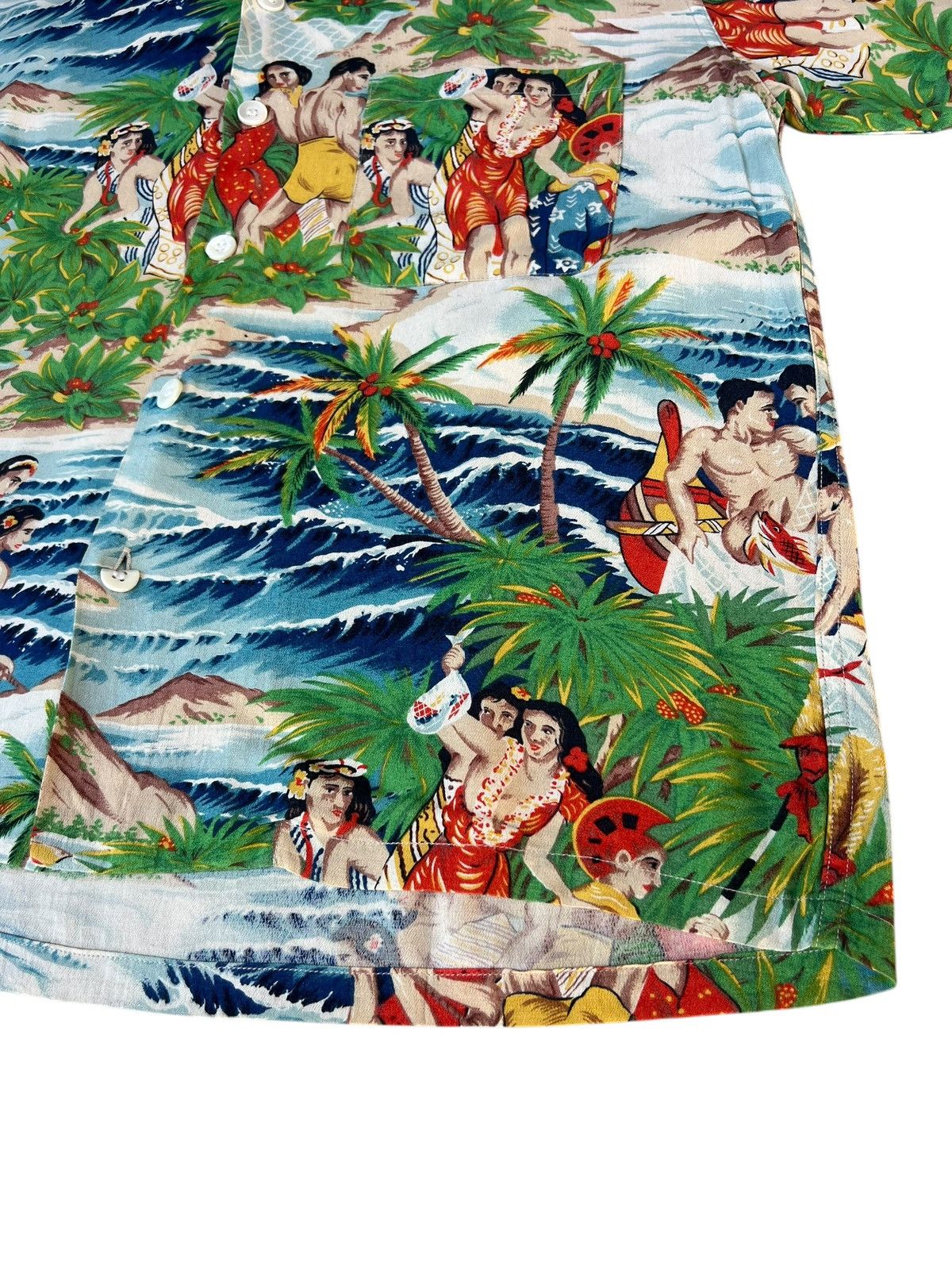 Sun Surf VTG Sun Surf Hula Girls Fisherman Crepe Rayon Hawaiian Shirt Size US M / EU 48-50 / 2 - 14 Thumbnail
