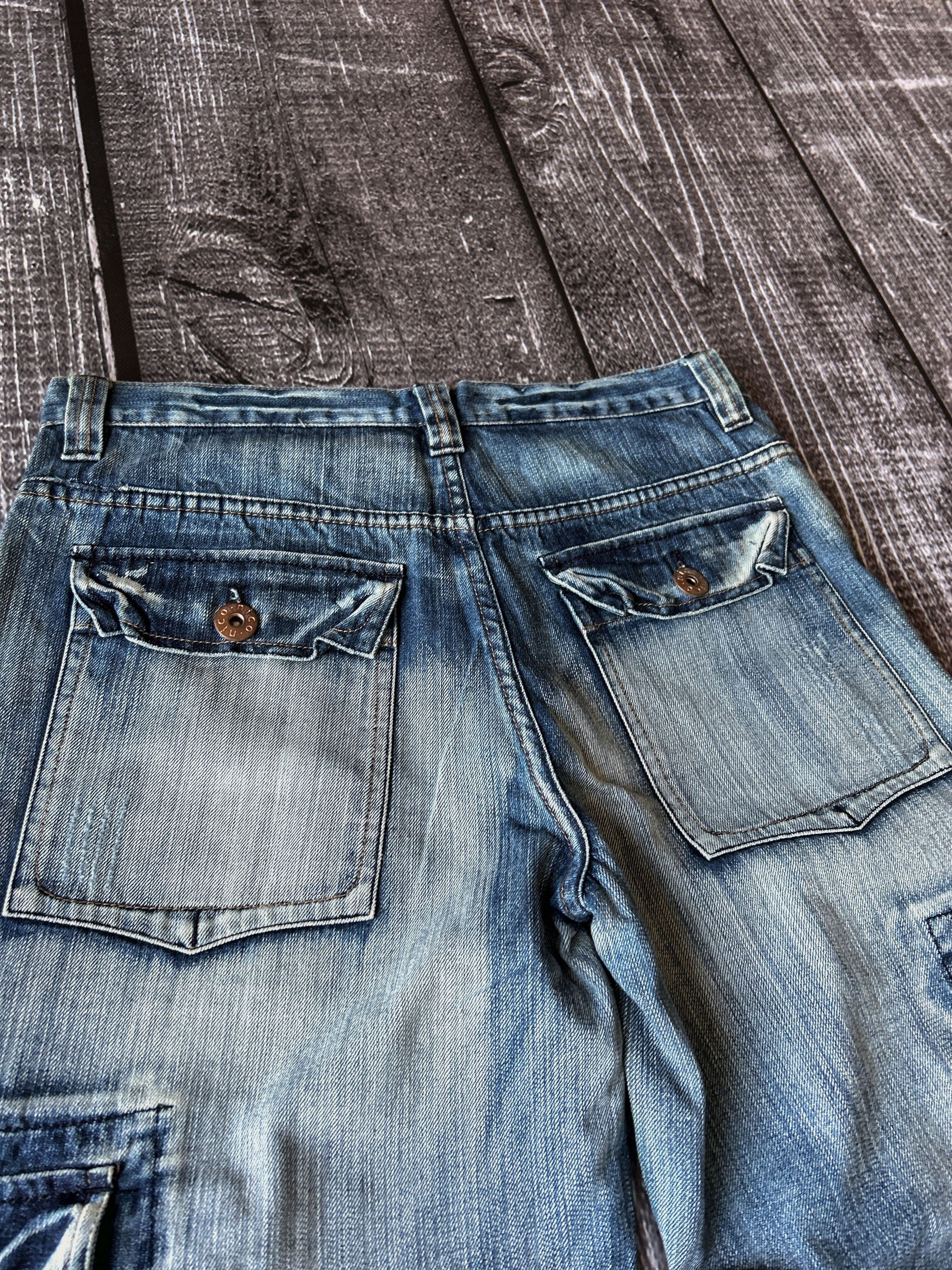 Vintage Baggy Denim Cargo Jeans Multi Pocket Wide Leg Y2K Streetwear Size US 32 / EU 48 - 7 Thumbnail