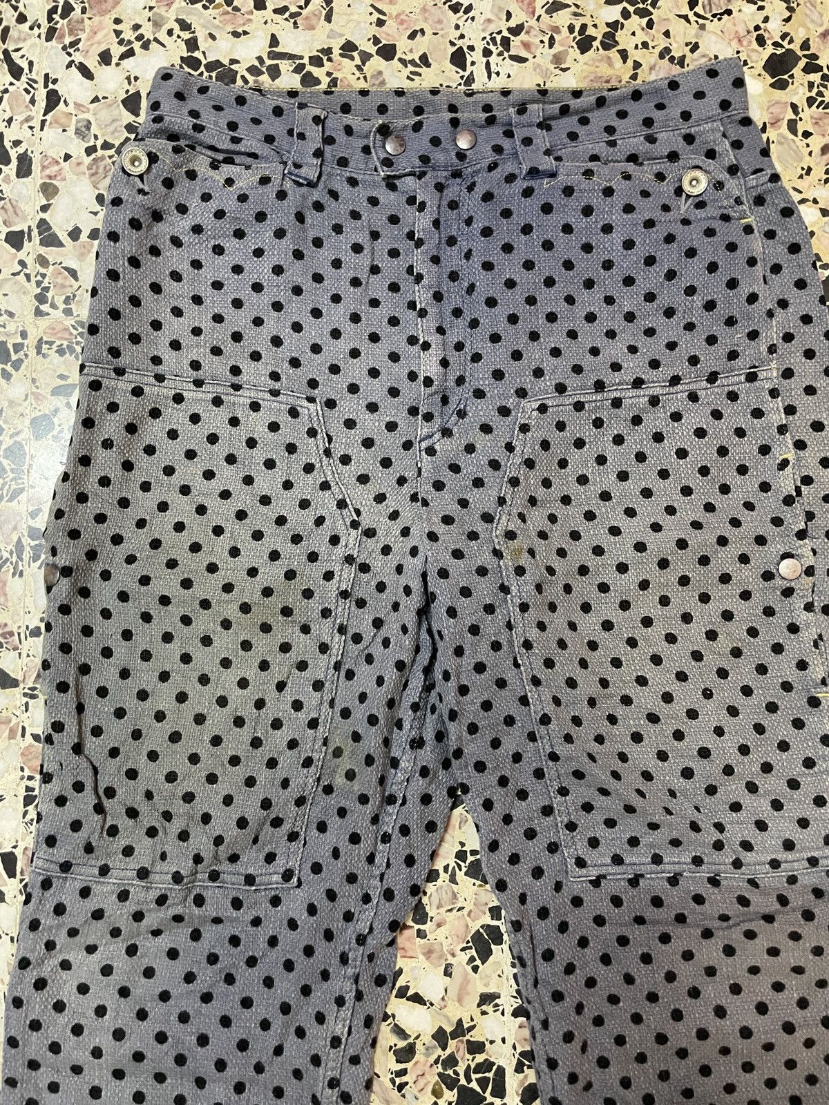 Frapbois Frapbois Japan Half Double Knee Polkadot Distressed Pants Size US 32 / EU 48 - 3 Thumbnail