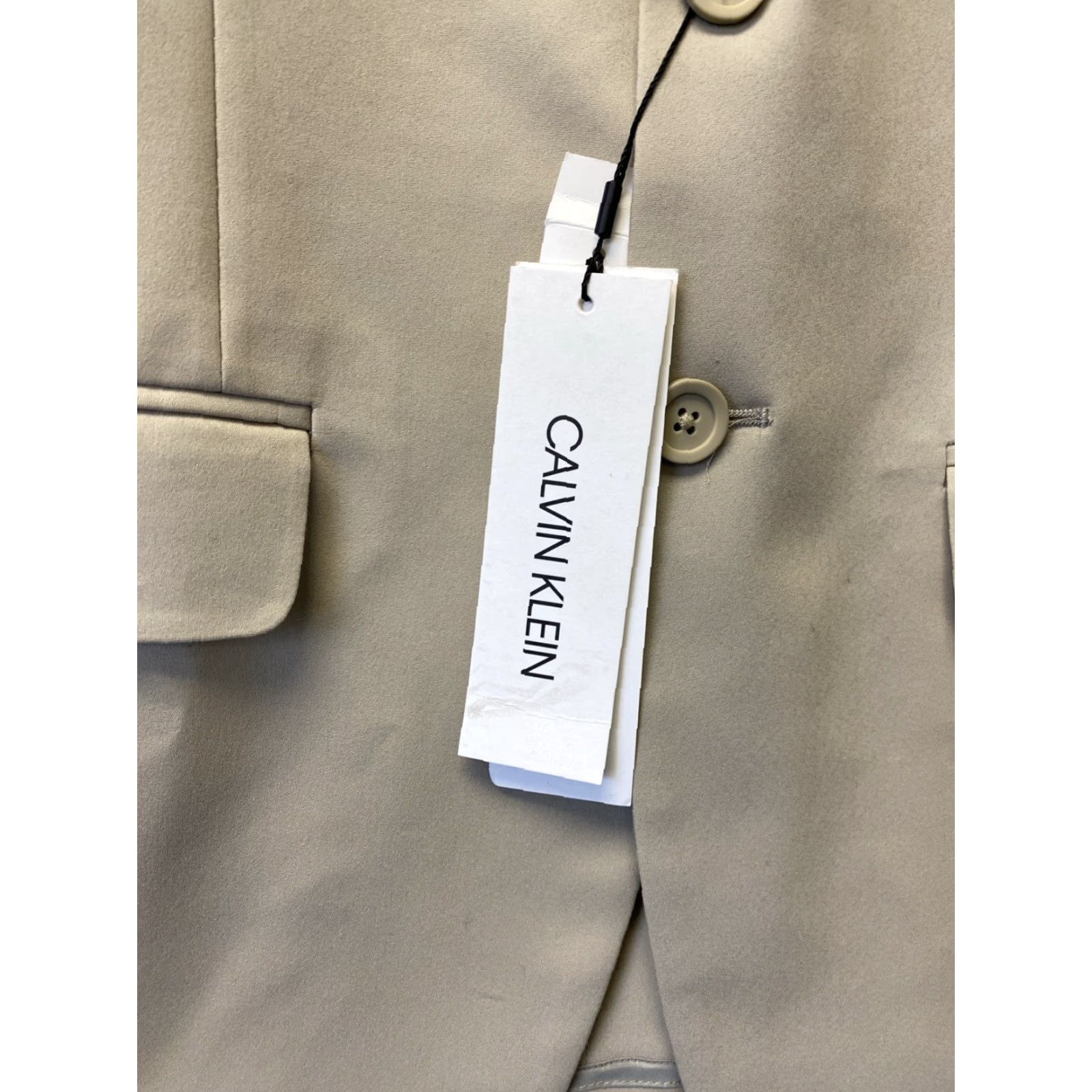 Calvin Klein Calvin Klein Blazer Mens 38 R Beige Khaki Single-Breasted Notch Lapel 2-Button Double-Vented Regular NWT / 12039 Size 38R - 2 Thumbnail