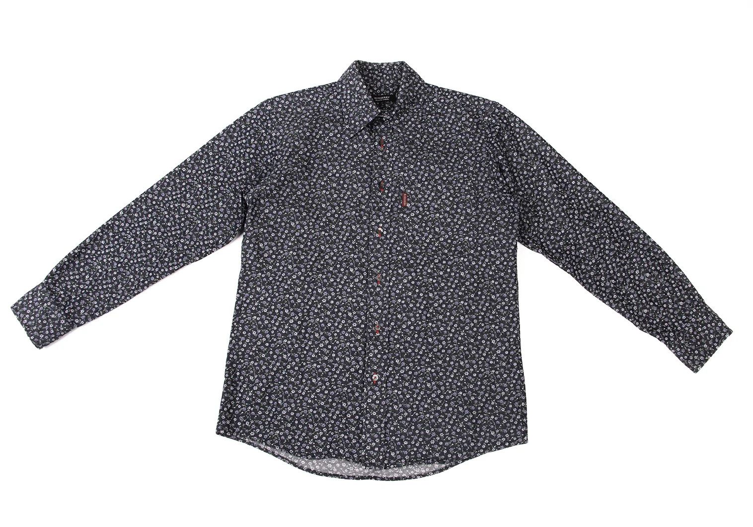 Burberry Floral Pattern Poly-Cotton Shirt in Navy Purple Green Size US M / EU 48-50 / 2 - 2 Thumbnail
