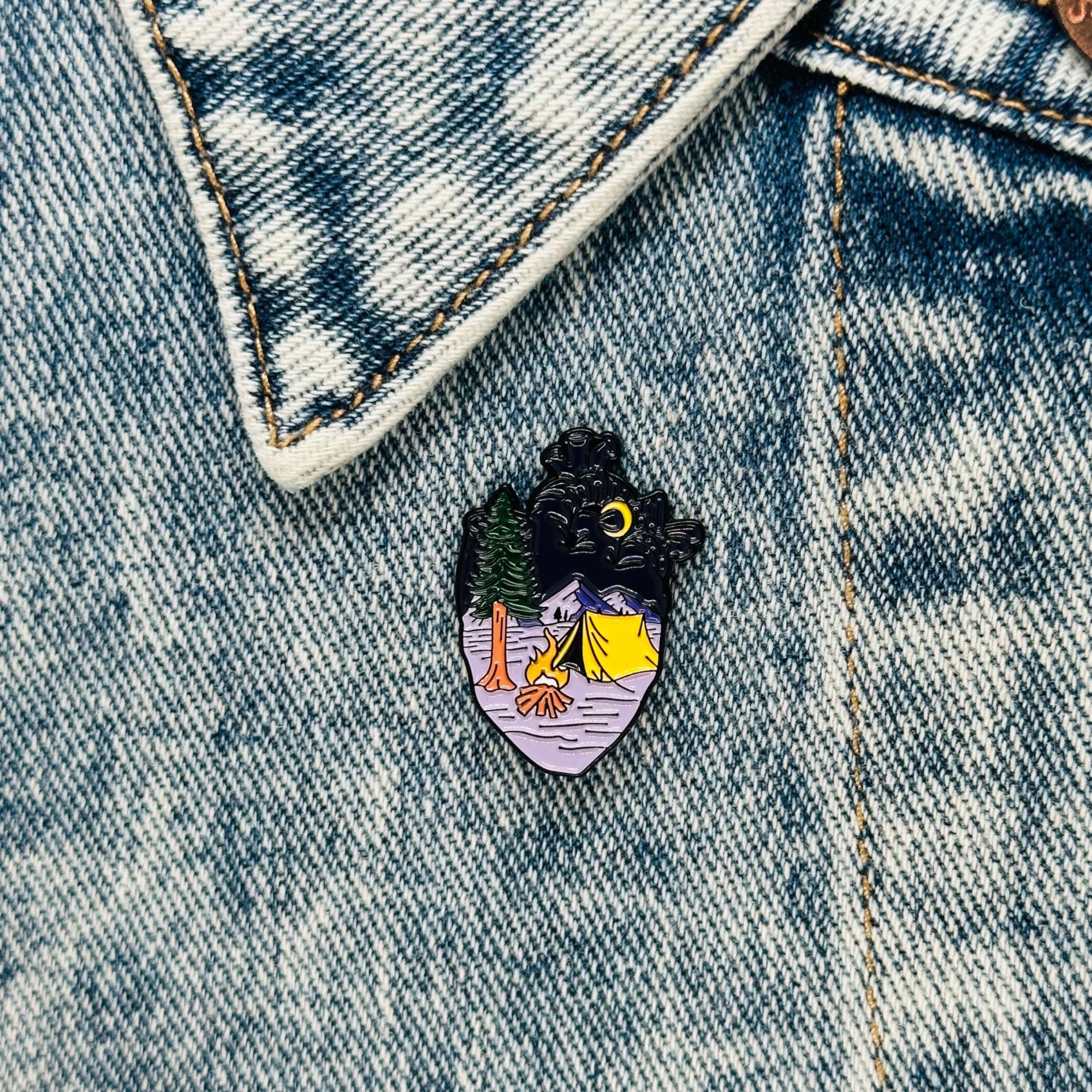Other Human Heart Lapel Medical Enamel Pin Camping Tent Fire With Size ONE SIZE - 1 Thumbnail