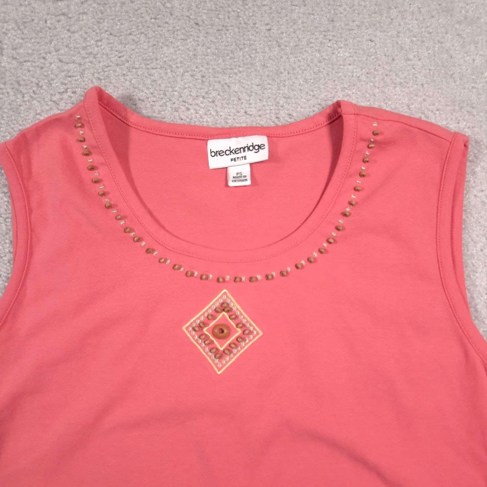 Vintage VINTAGE Breckenridge Shirt Womens Petite Small Pink Summercora Sleeveless Embellished Tank Size S / US 4 / IT 40 - 3 Thumbnail