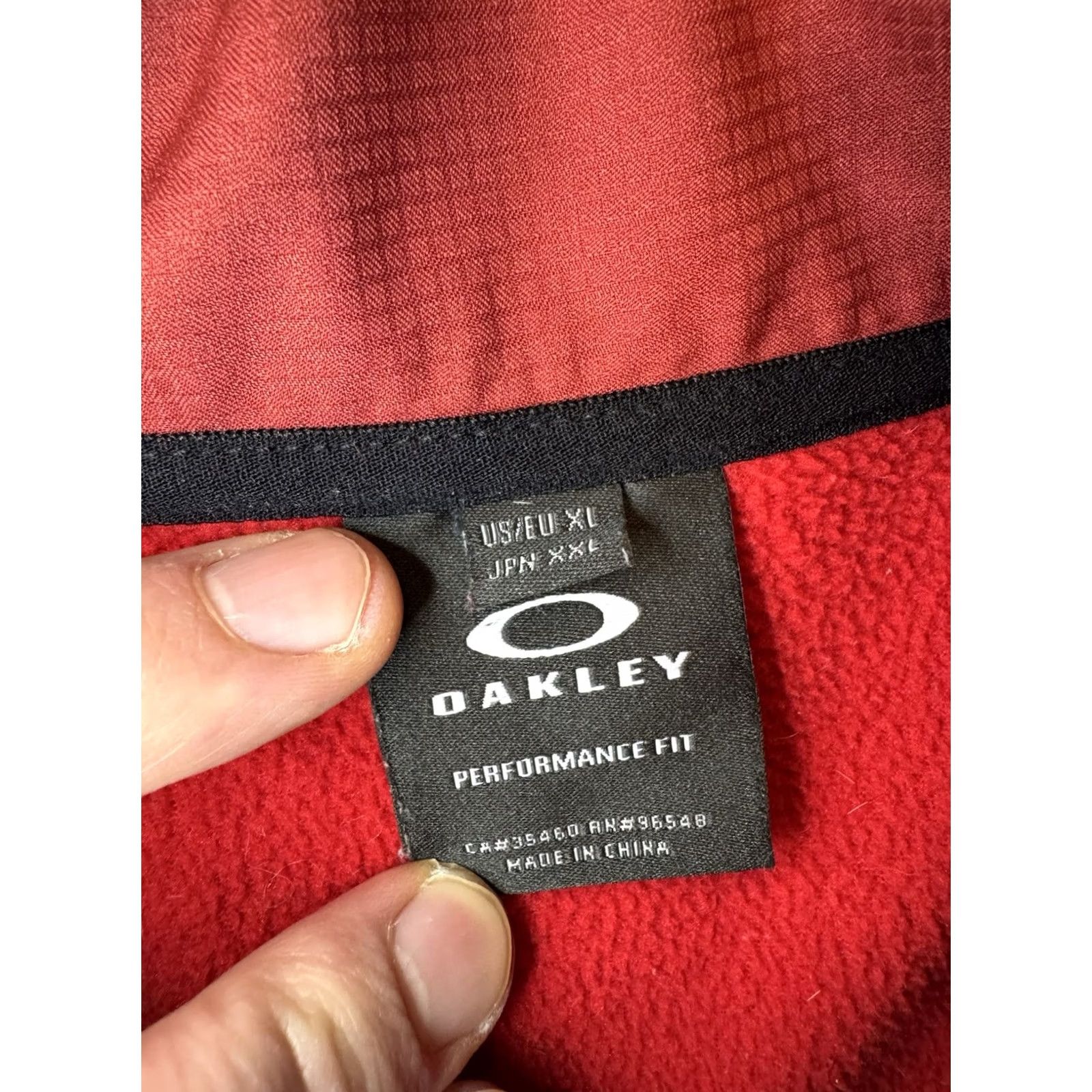 Oakley Oakley Jacket Red Fleece Lined Bomber Full Zip Mens XL Zip Up Mid-Length Long Sleeve Casual Outdoor Size US XL / EU 56 / 4 - 4 Thumbnail