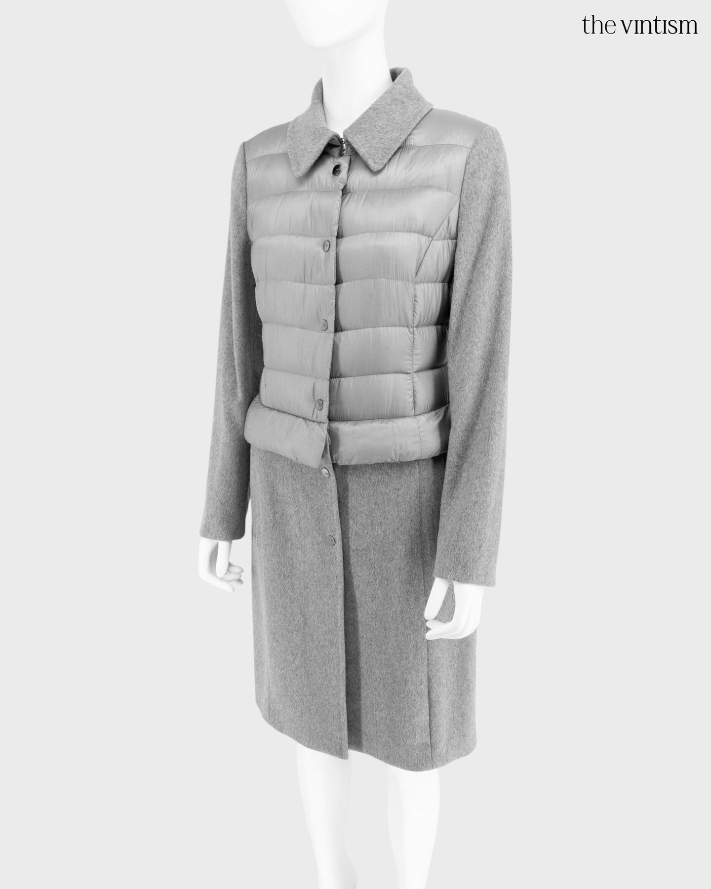 Escada Escada Grey Modular Down Technical Nylon & Wool Coat DE 38 M Size M / US 6-8 / IT 42-44 - 4 Thumbnail