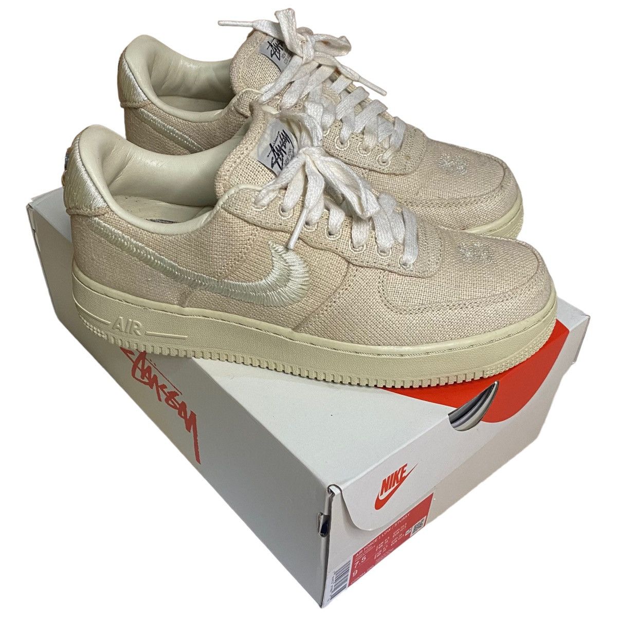 image of Nike x Stussy Air Force 1 Fossil December 2020 Released Shoes, Men's (Size 7.5)