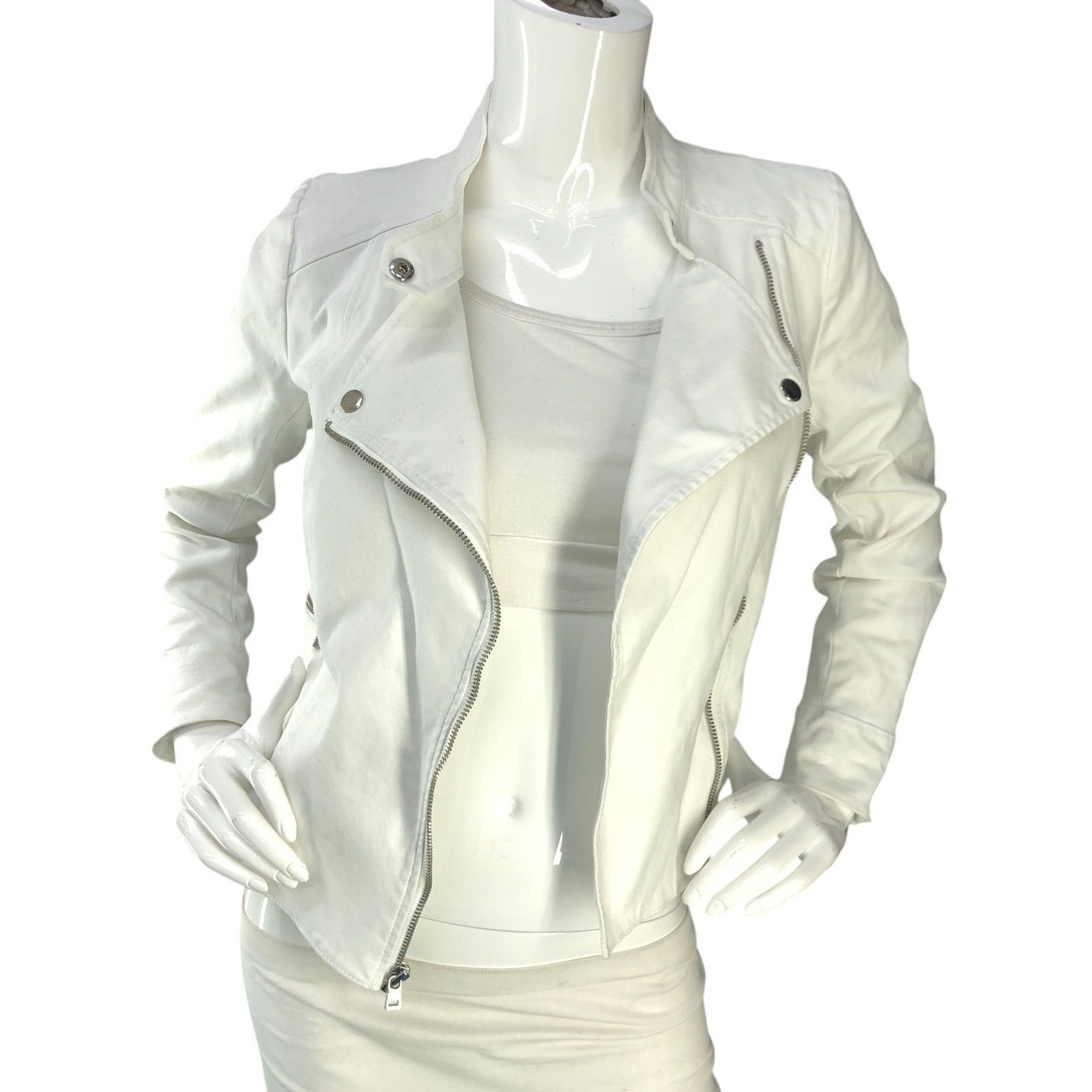 Banana Republic Banana Republic Sz XSP Jacket Soco Moto Cotton Stretch White Size XS / US 0-2 / IT 36-38 - 11 Thumbnail