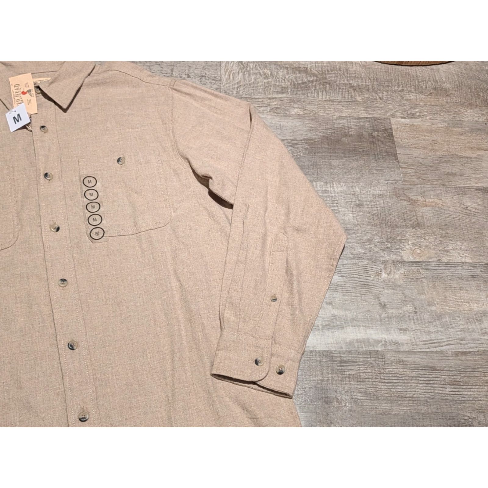 Vintage NWT RedHead Ozark Mountain Solid Flannel Shirt Men M Oatmeal Beig e Cotton Long Sleeve Button-Up Pockets Casual Vintage No (adjusted) Size US M / EU 48-50 / 2 - 4 Thumbnail